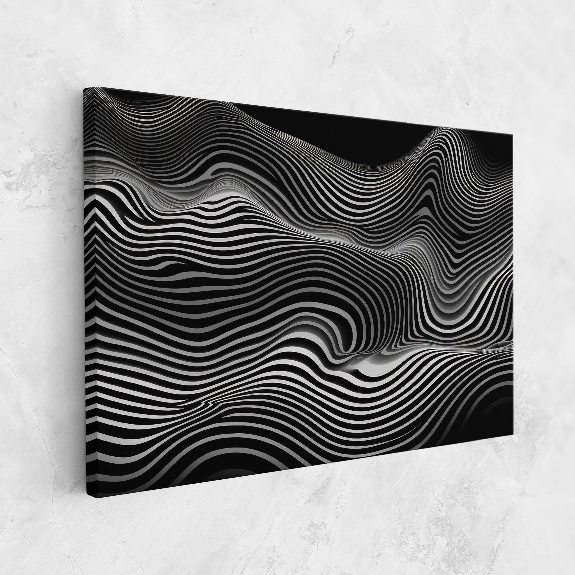 Tablou Canvas White Black Lines Wave mockup 1