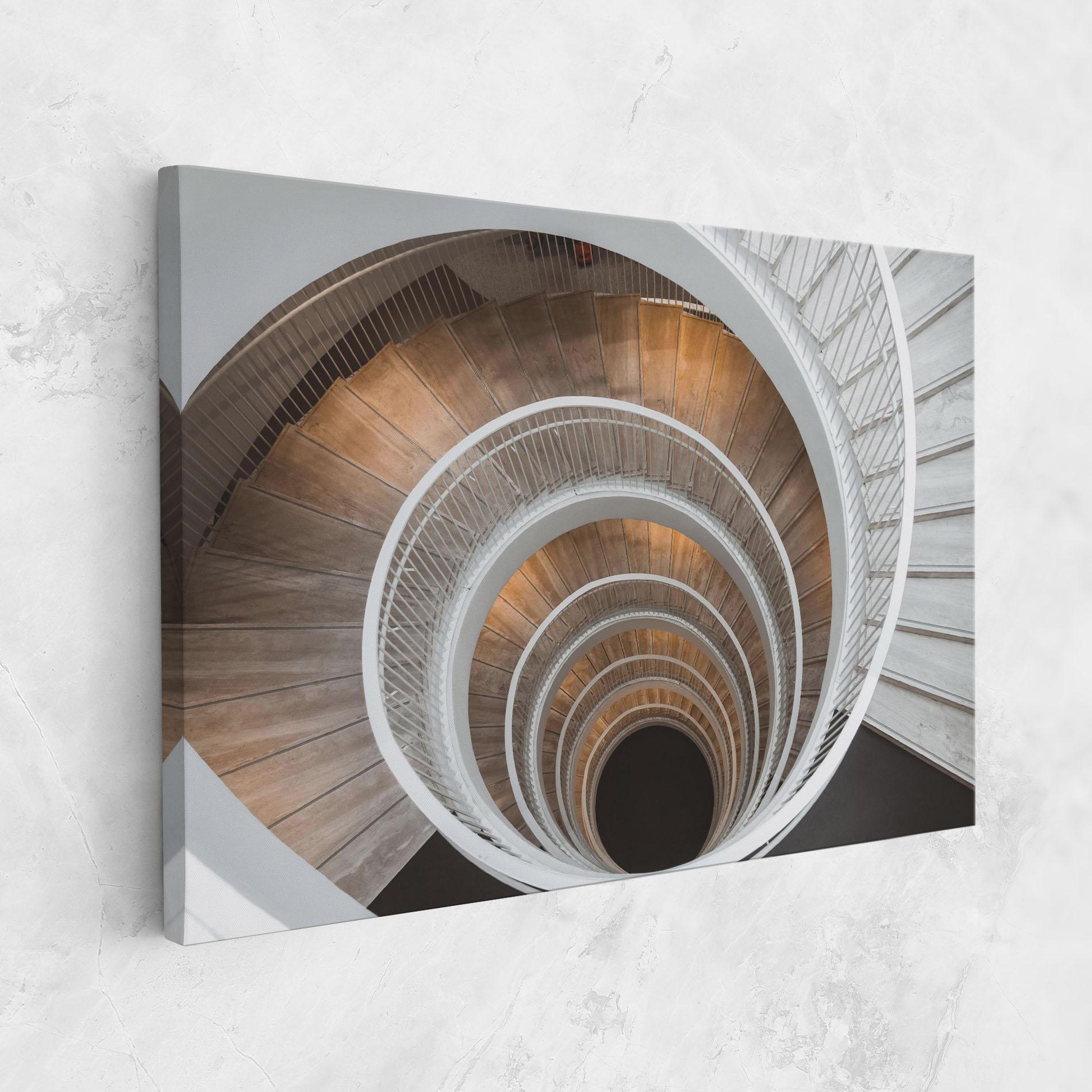 Tablou Canvas White Spiral Stairs mockup 1