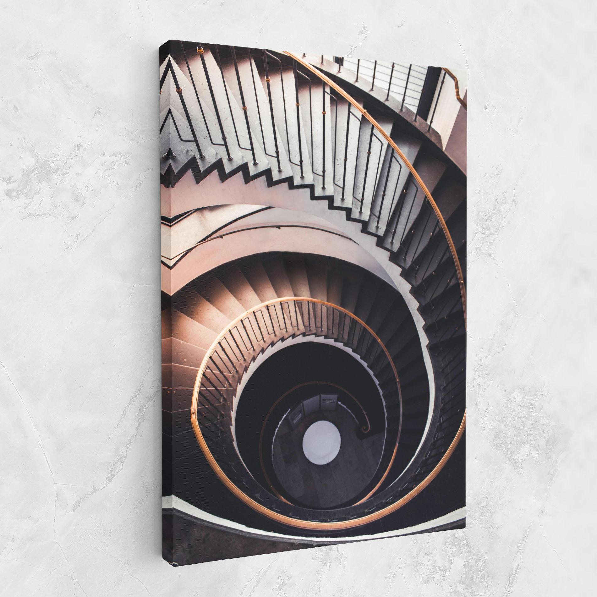 Tablou Canvas Grey Stairs Spiral mockup 1
