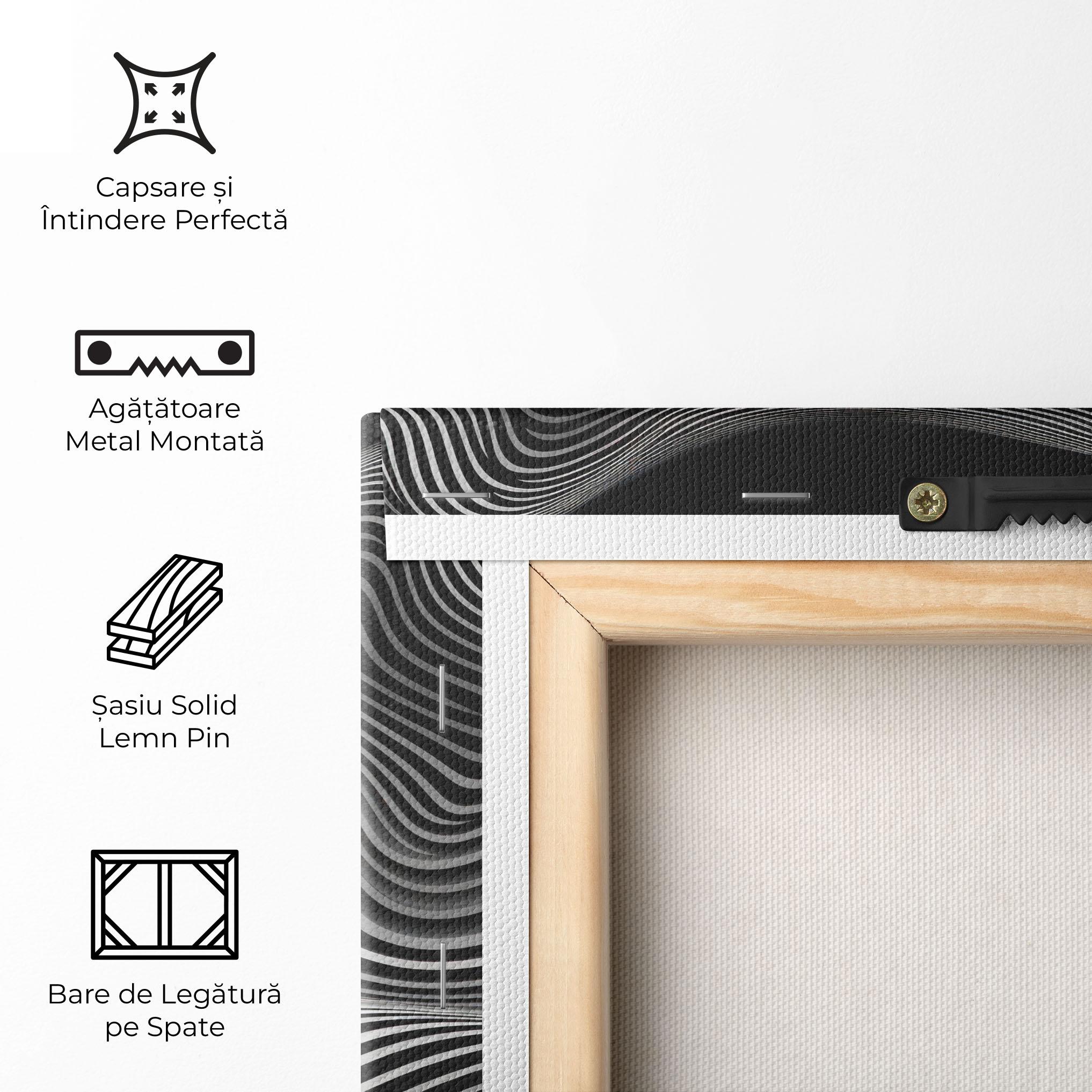 Tablou Canvas White Black Lines Wave mockup 5