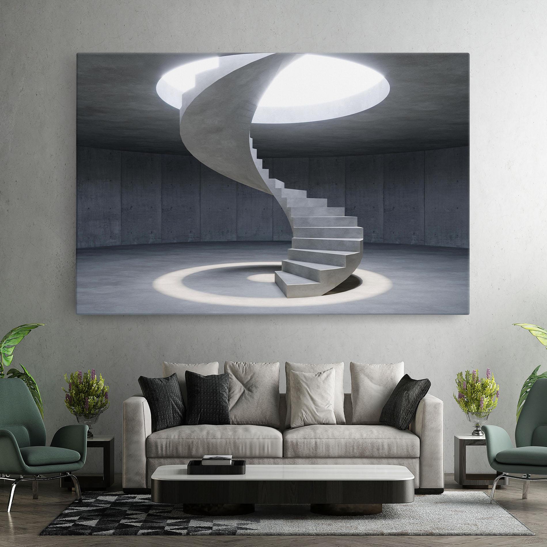 Tablou Canvas Spiral White Staircase mockup 7