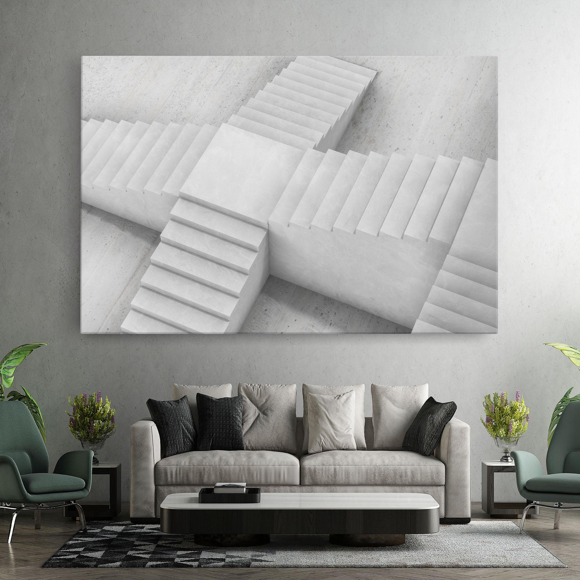 Tablou Canvas White X Stairway mockup 7