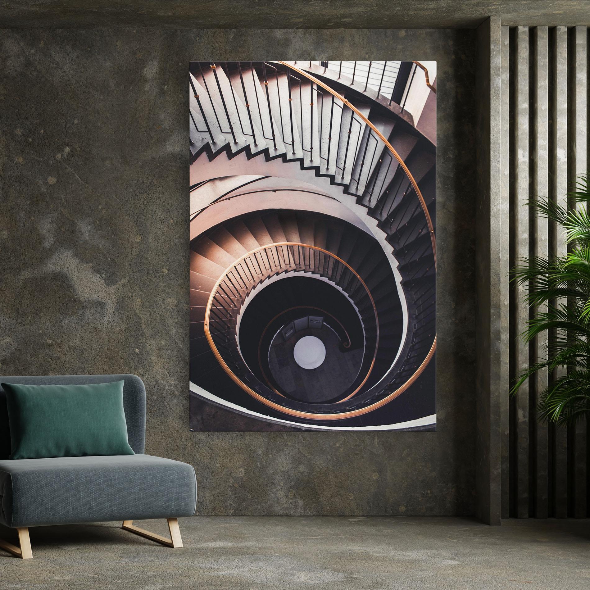 Tablou Canvas Grey Stairs Spiral mockup 7
