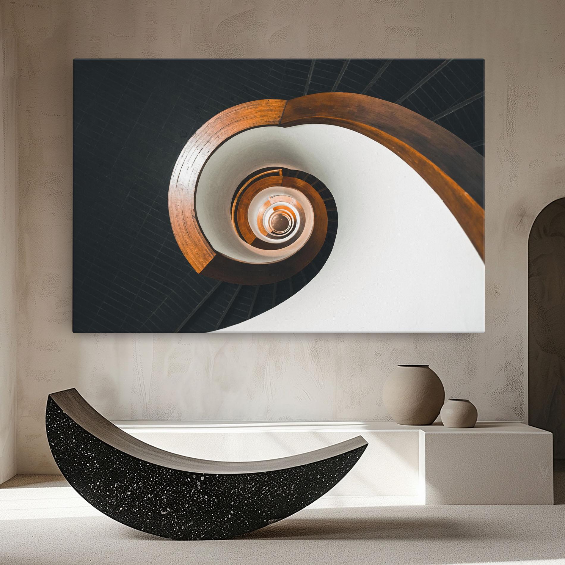 Tablou Canvas Black Spiral Stairs mockup 8