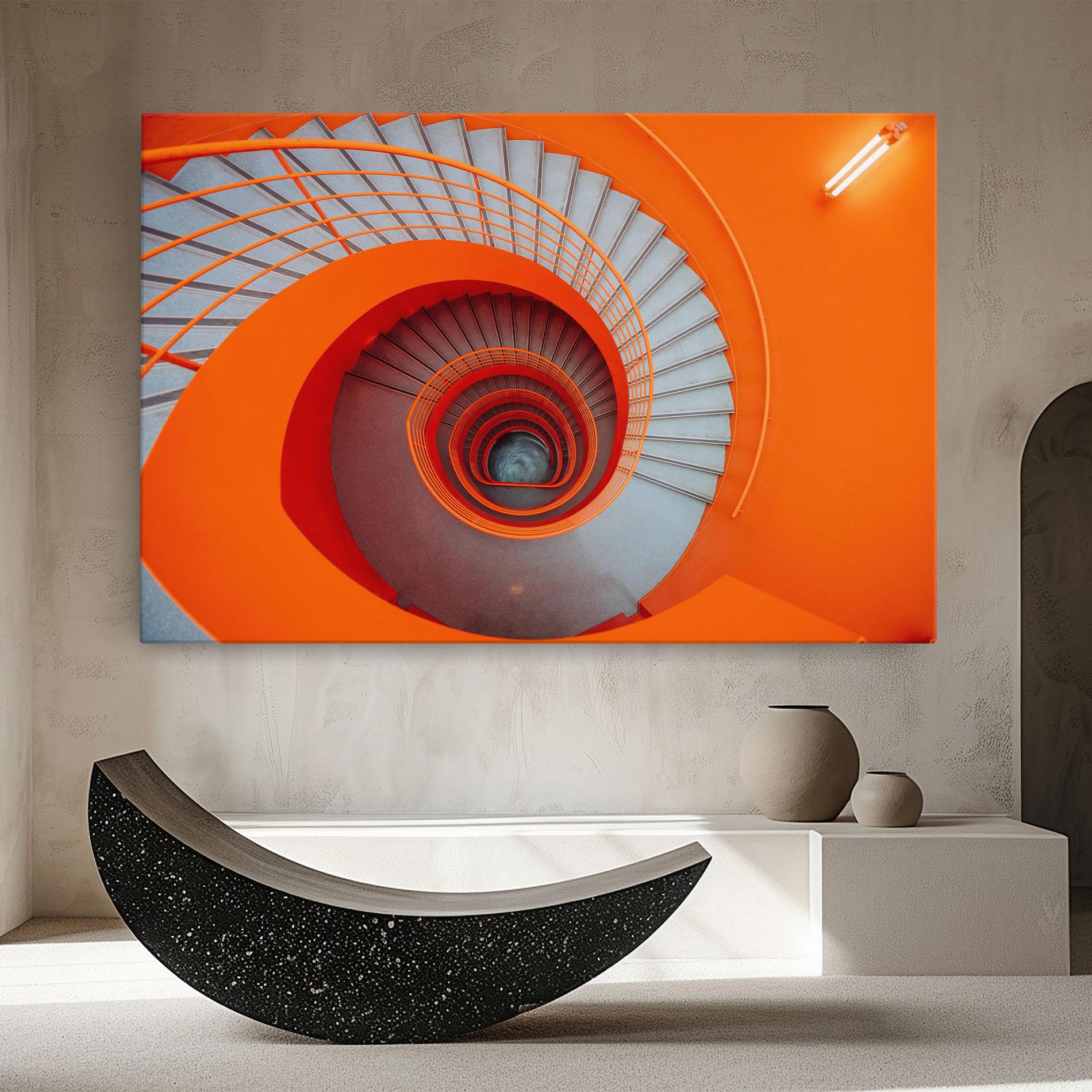 Tablou Canvas Grey Orange Stairs mockup 8