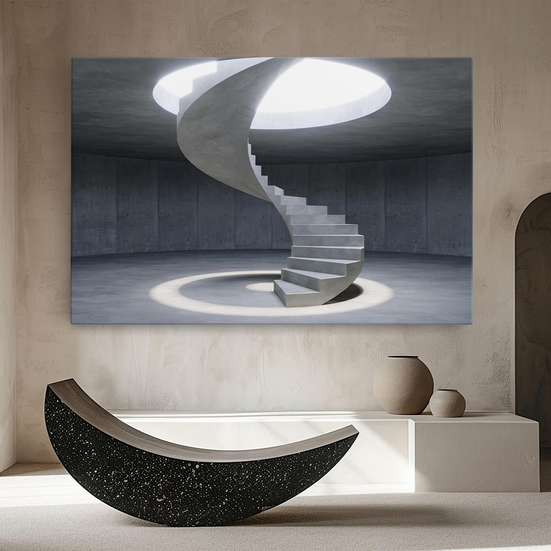 Tablou Canvas Spiral White Staircase mockup 8