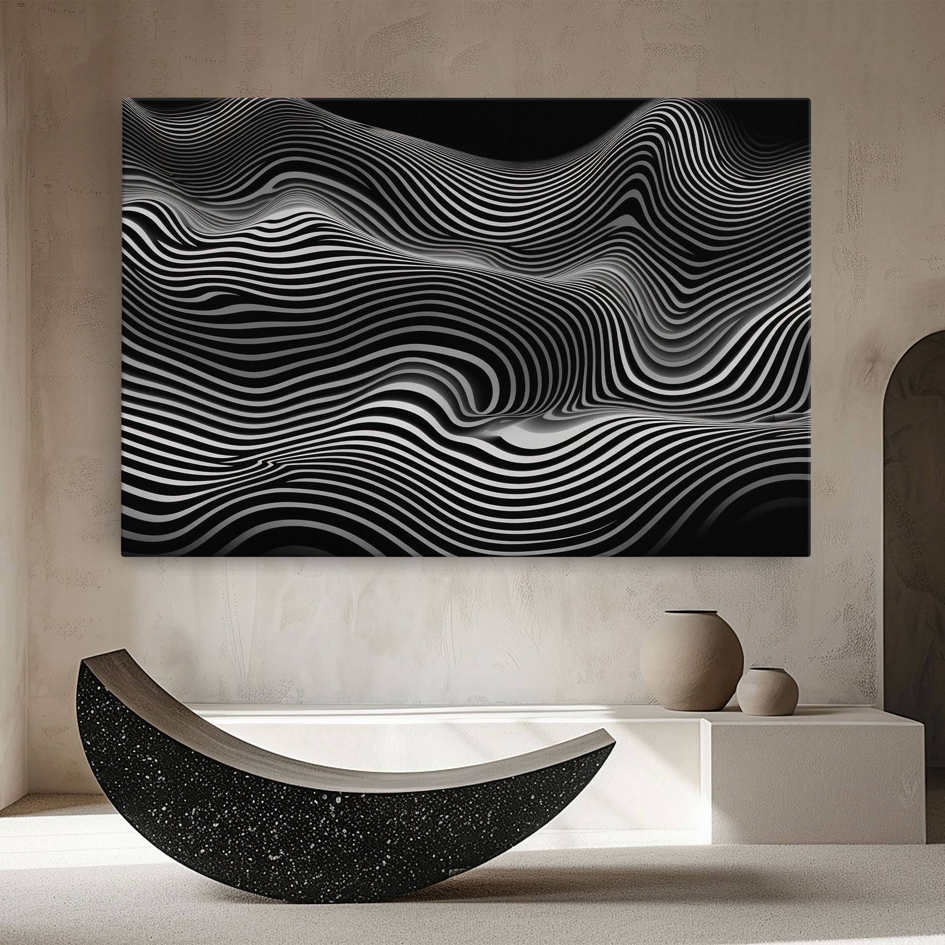 White Black Lines Wave mockup 8
