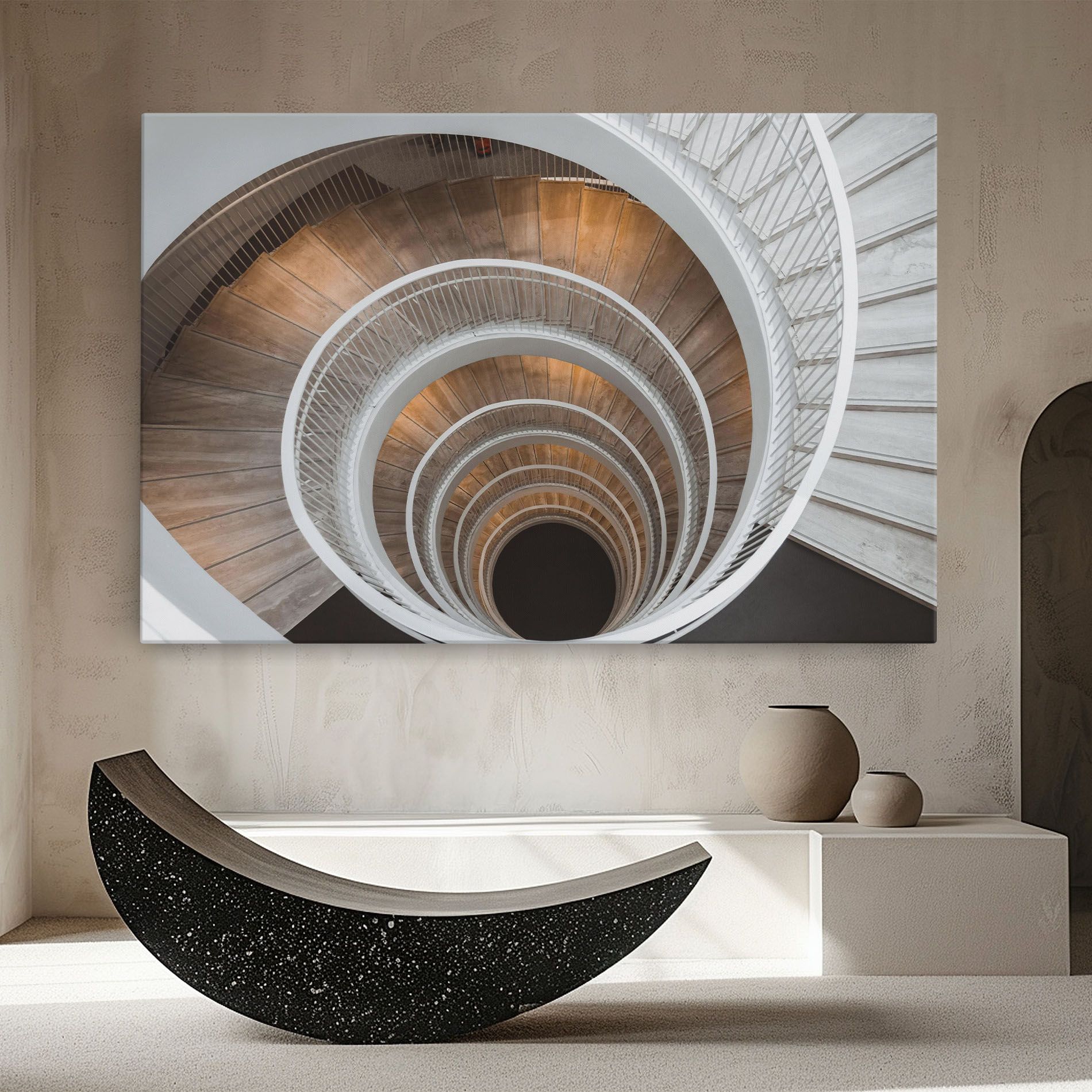 White Spiral Stairs mockup 8