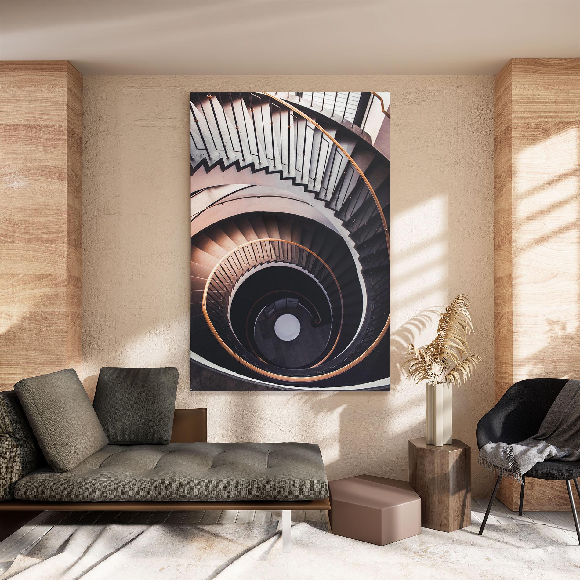 Tablou Canvas Grey Stairs Spiral mockup 8