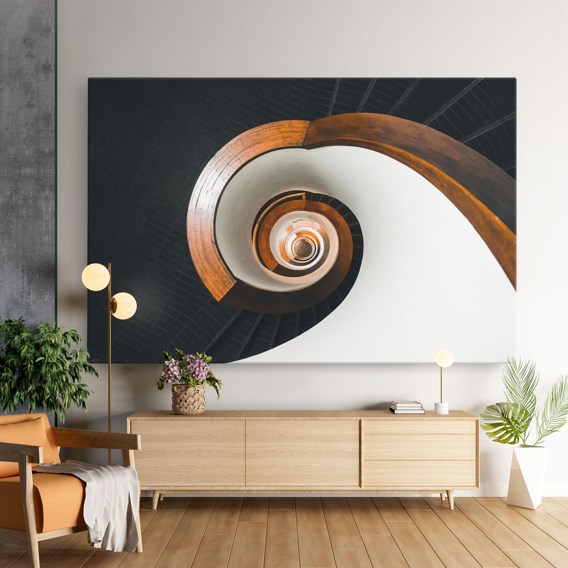 Tablou Canvas Black Spiral Stairs mockup 9