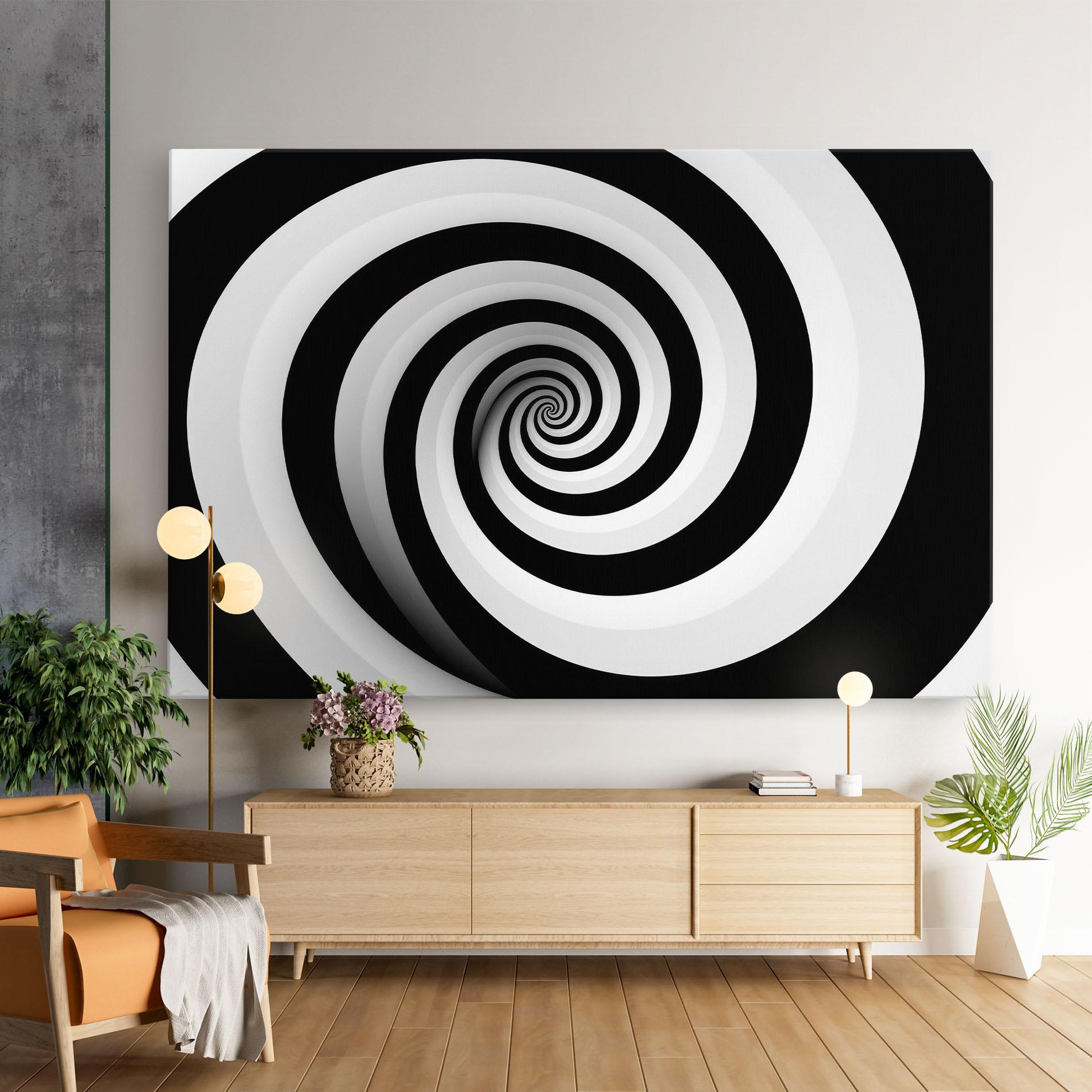 Tablou Canvas Black White Spiral mockup 9