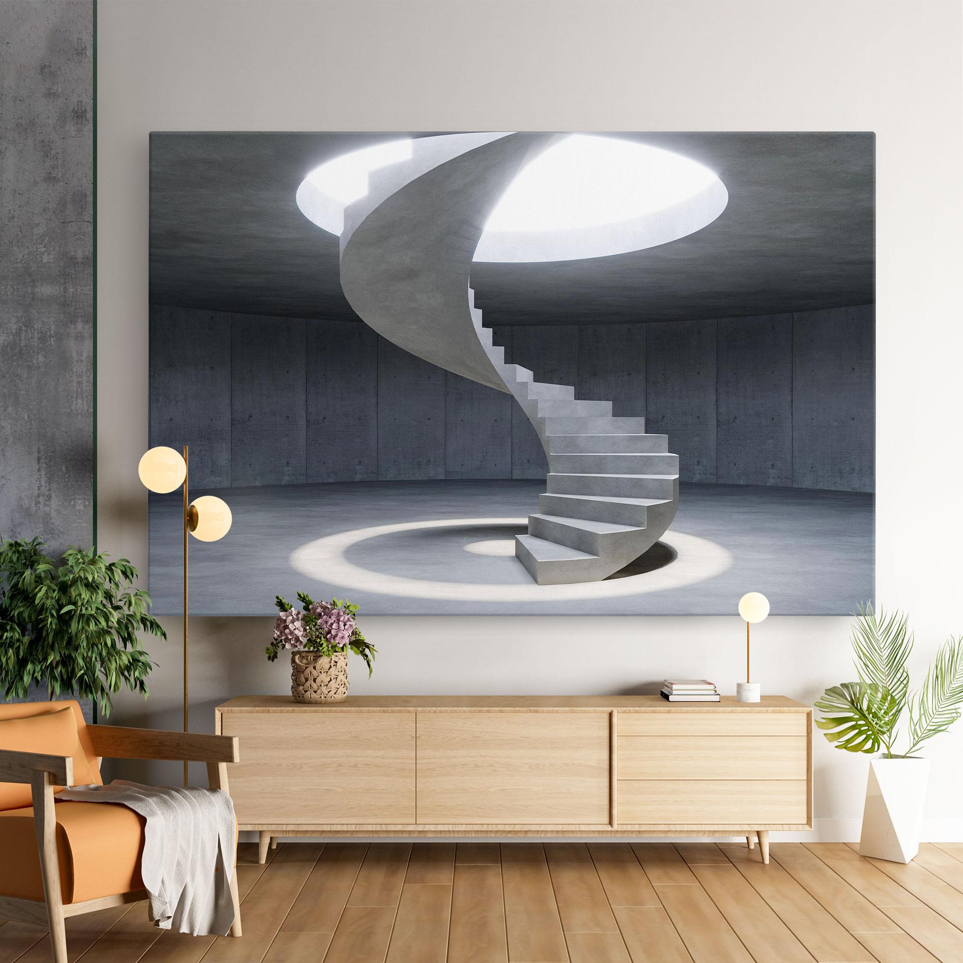 Tablou Canvas Spiral White Staircase mockup 9