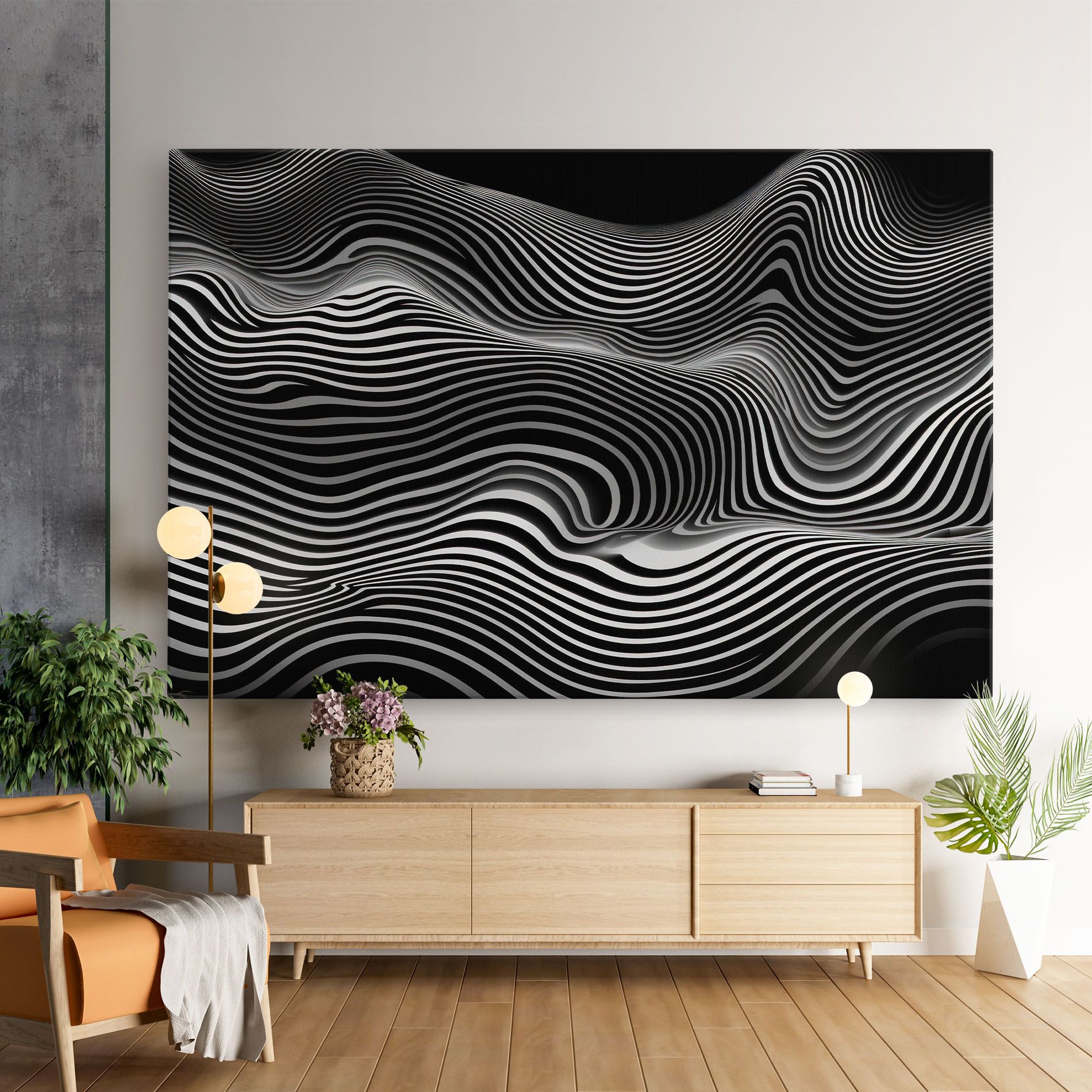 White Black Lines Wave mockup 9