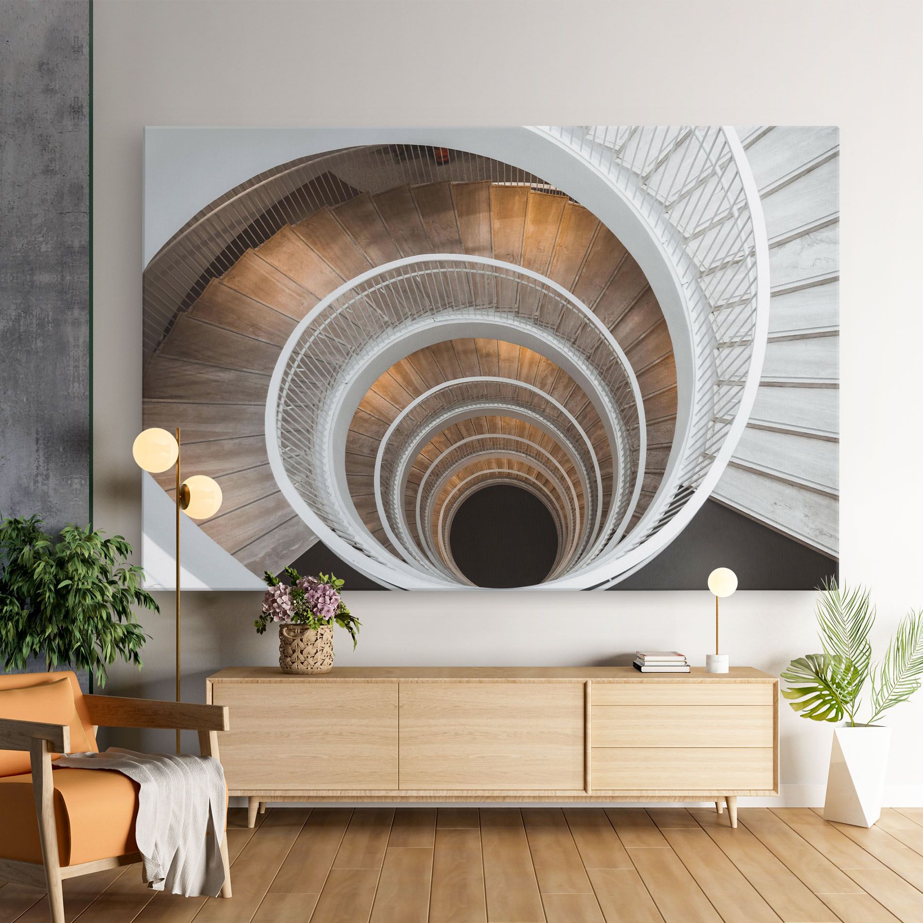 White Spiral Stairs mockup 9