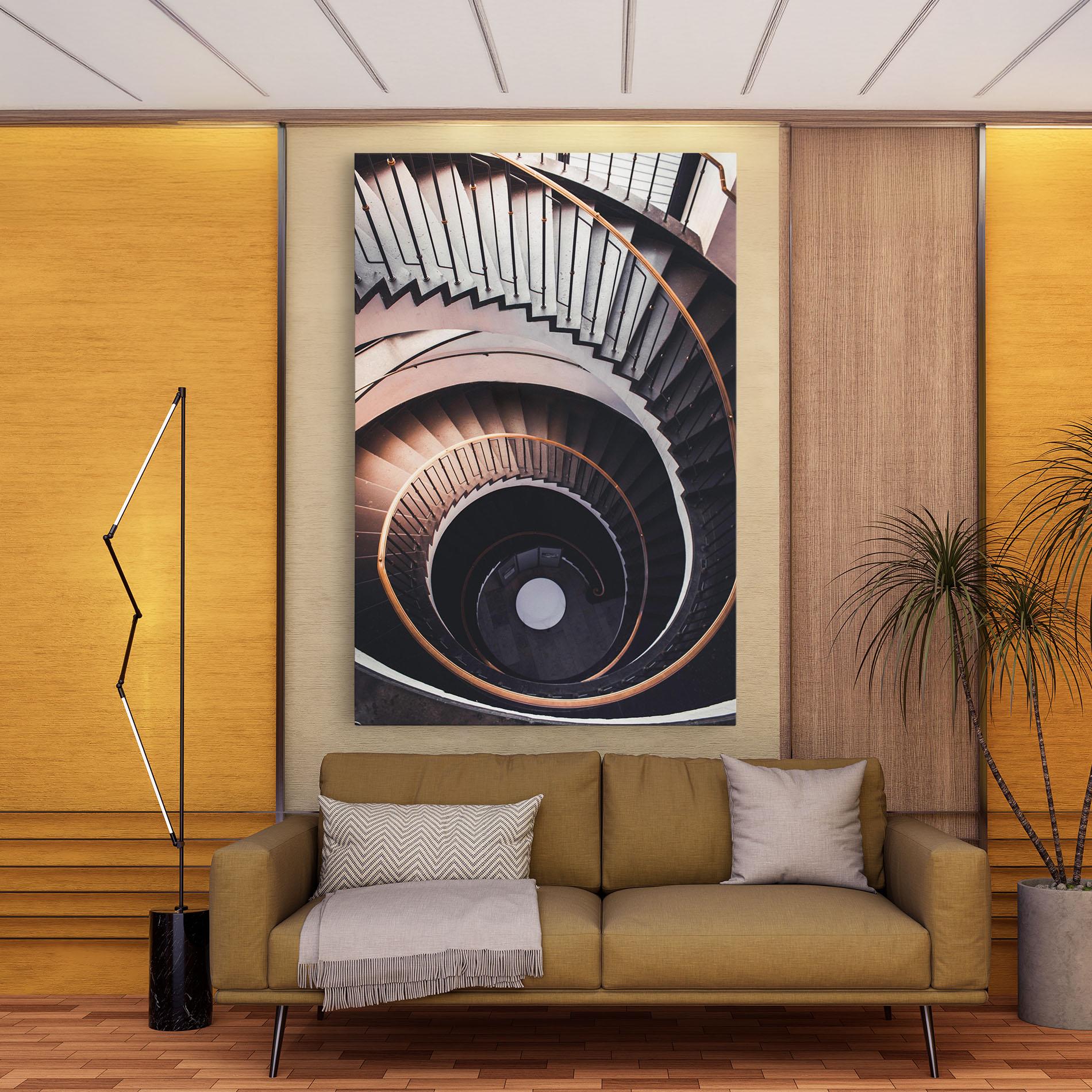 Tablou Canvas Grey Stairs Spiral mockup 9