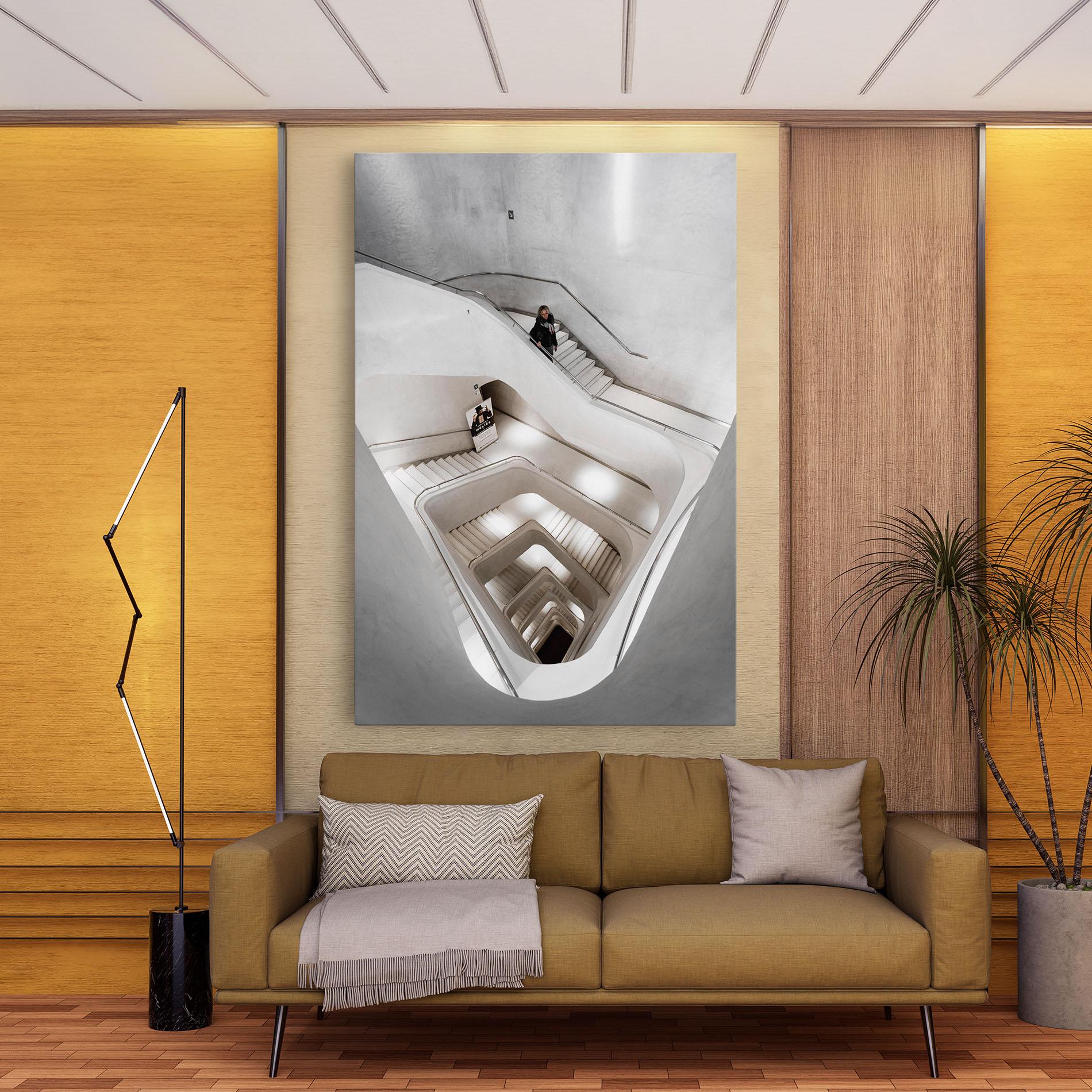 Tablou Canvas White Stairs Spiral mockup 9