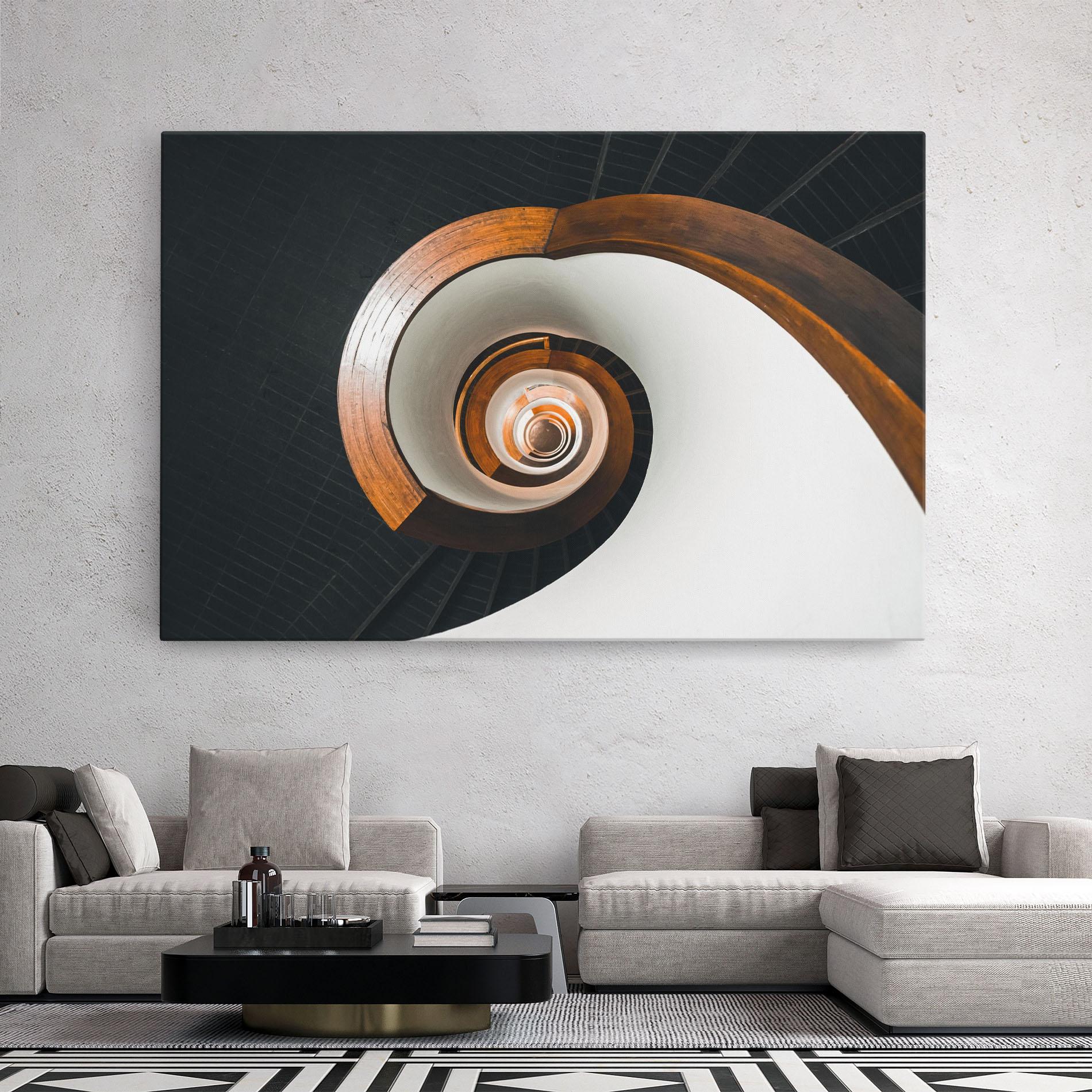 Tablou Canvas Black Spiral Stairs mockup 2