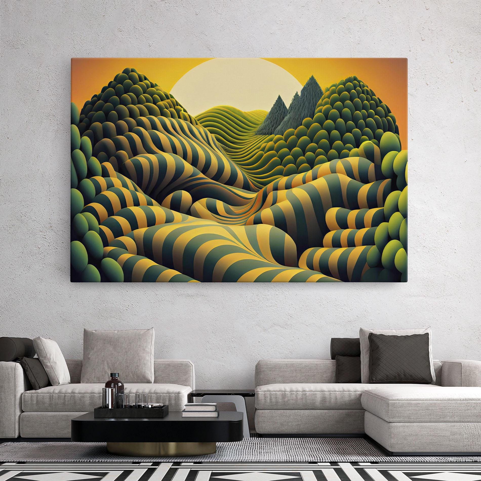 Tablou Canvas Green Yellow View mockup 2