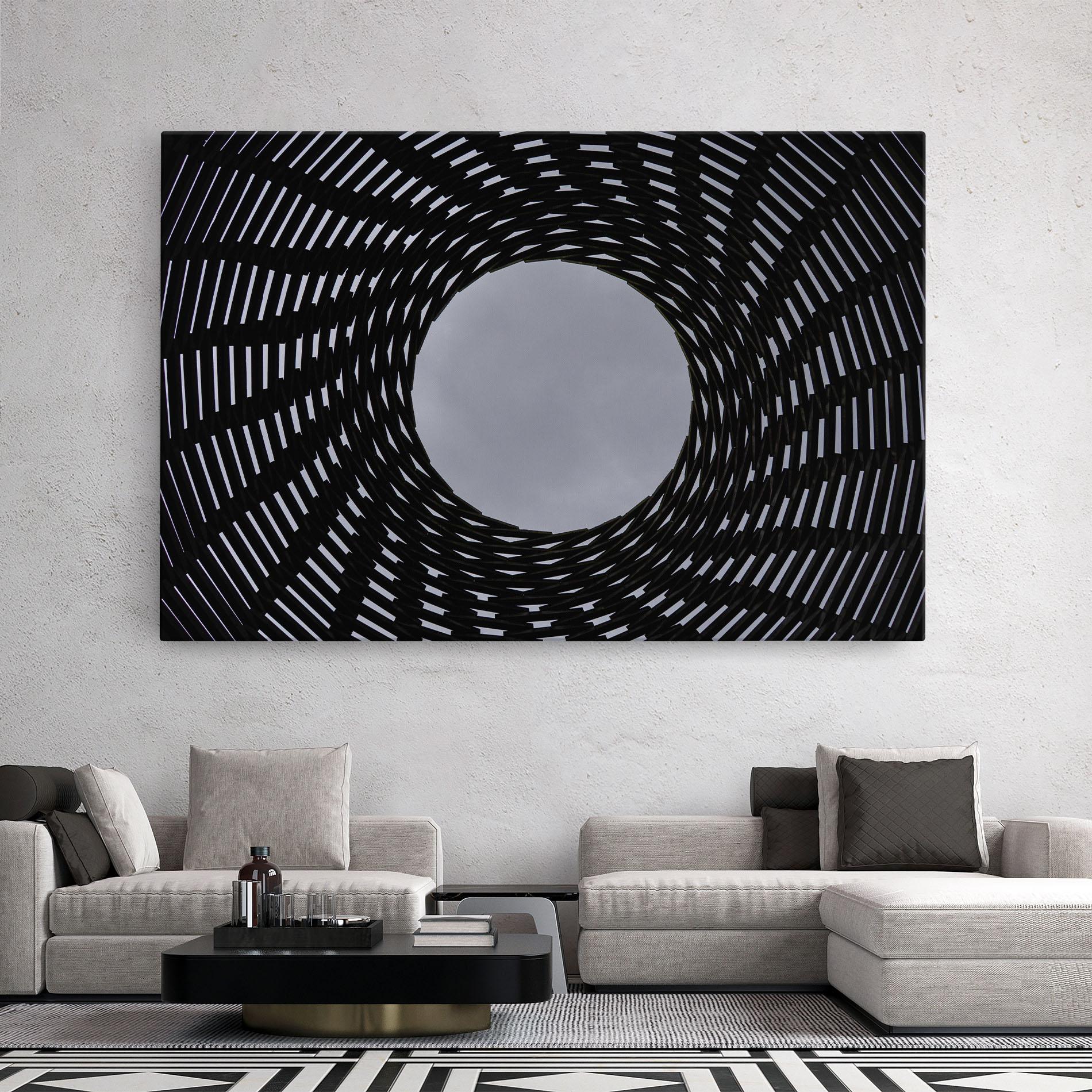 Tablou Canvas Grey Circle Lines mockup 2