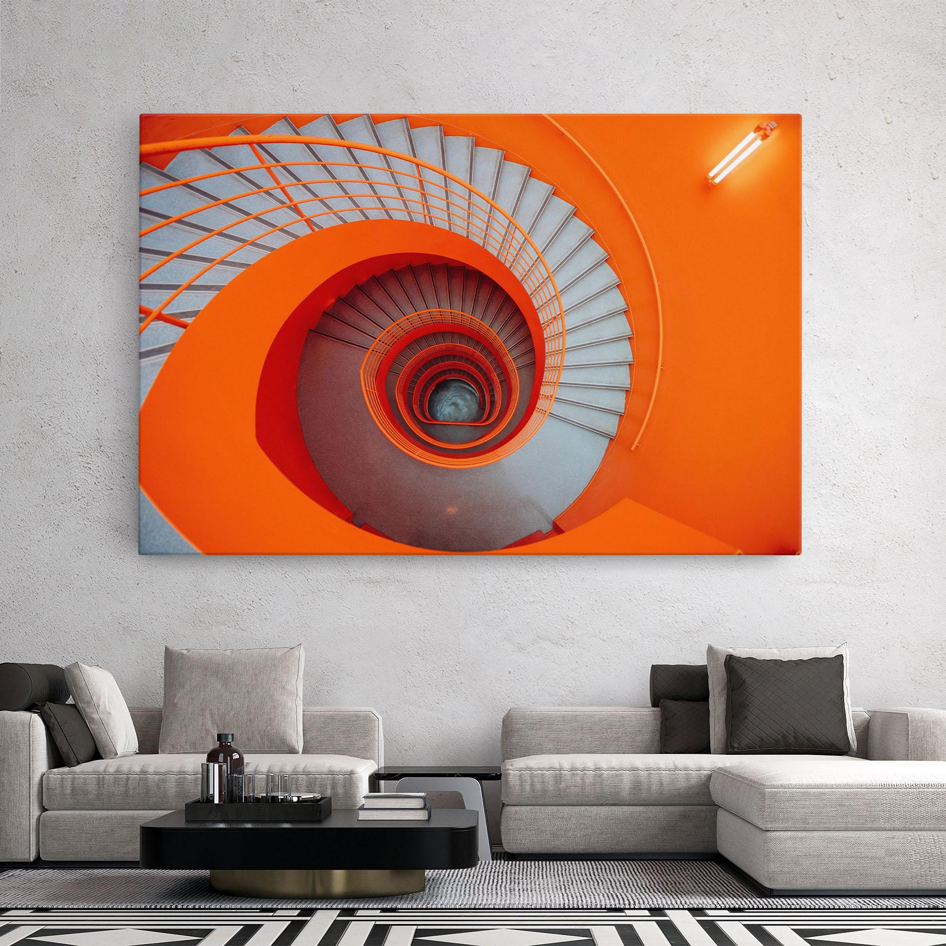 Tablou Canvas Grey Orange Stairs mockup 2