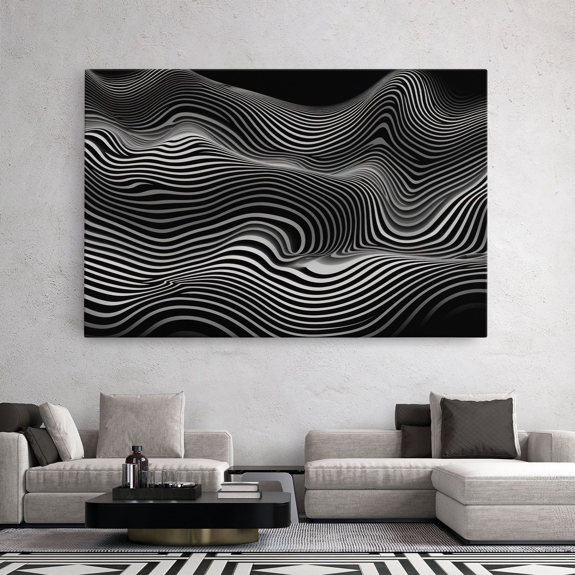 White Black Lines Wave mockup 2