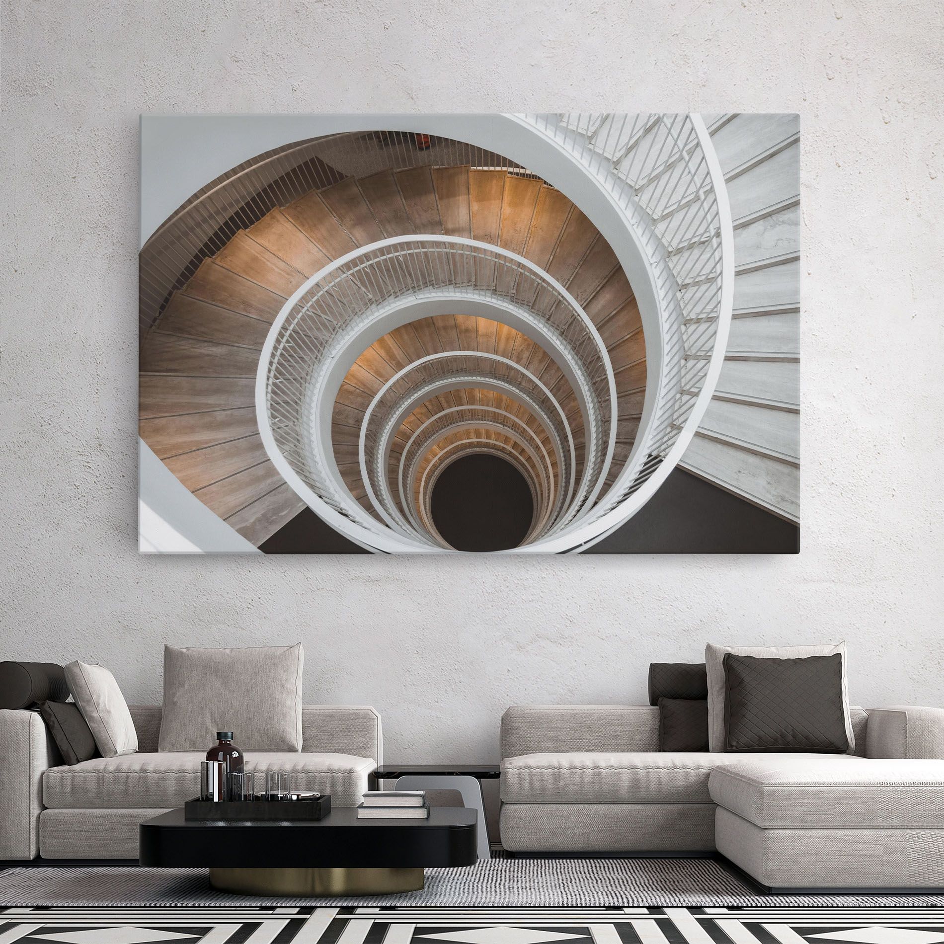 White Spiral Stairs mockup 2