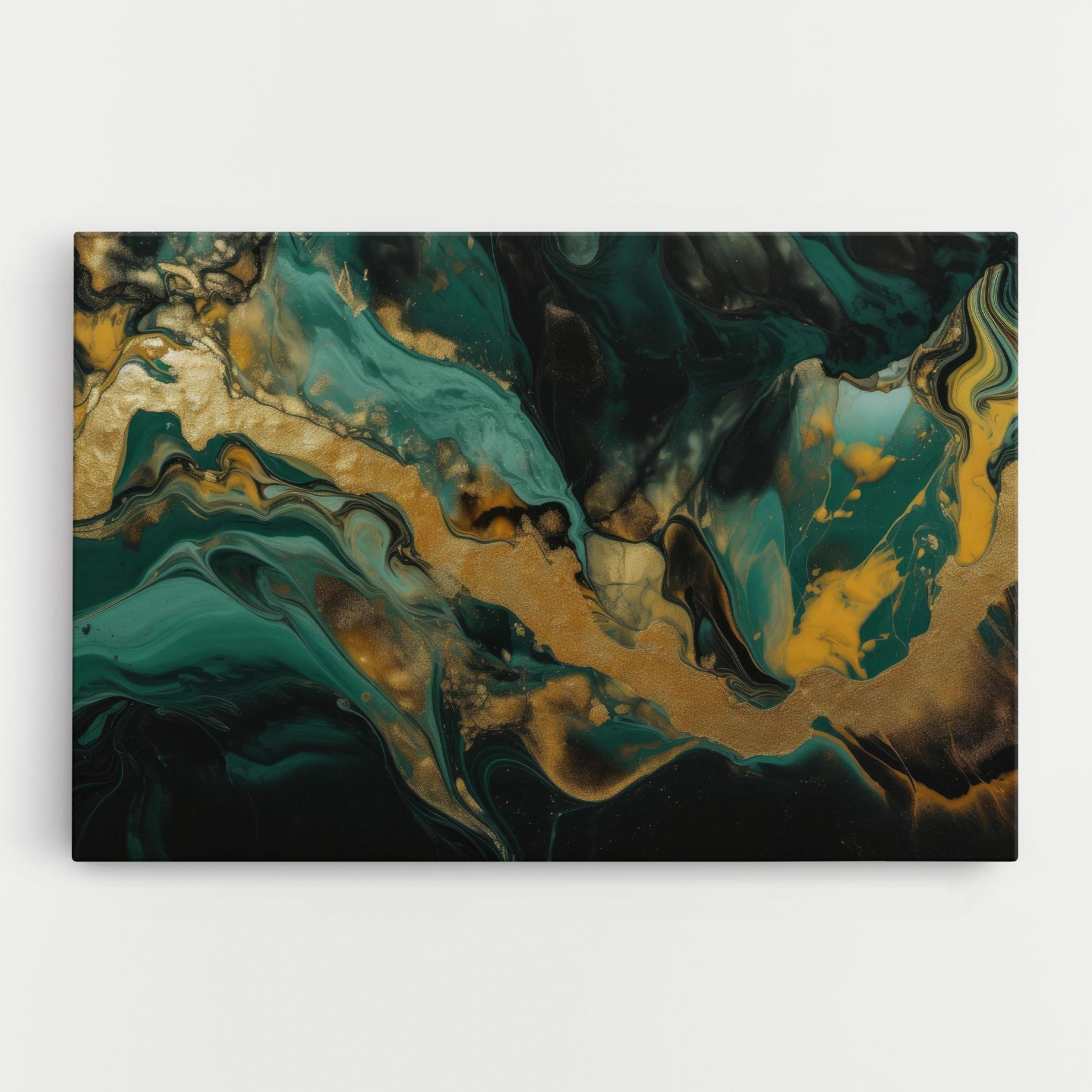 Tablou Canvas Dark Green With Gold mockup 0