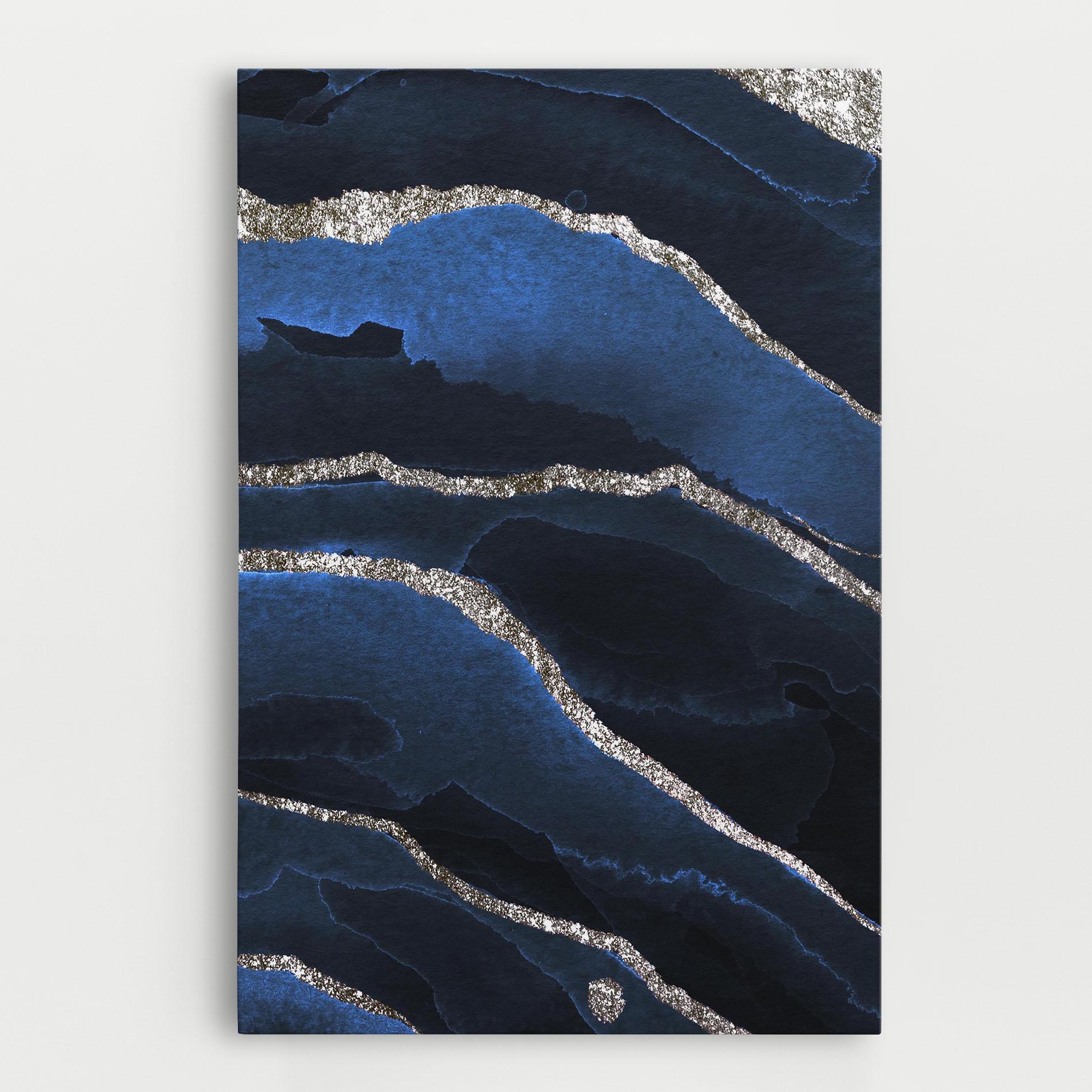 Tablou Canvas Golden Lines With Blue mockup 0