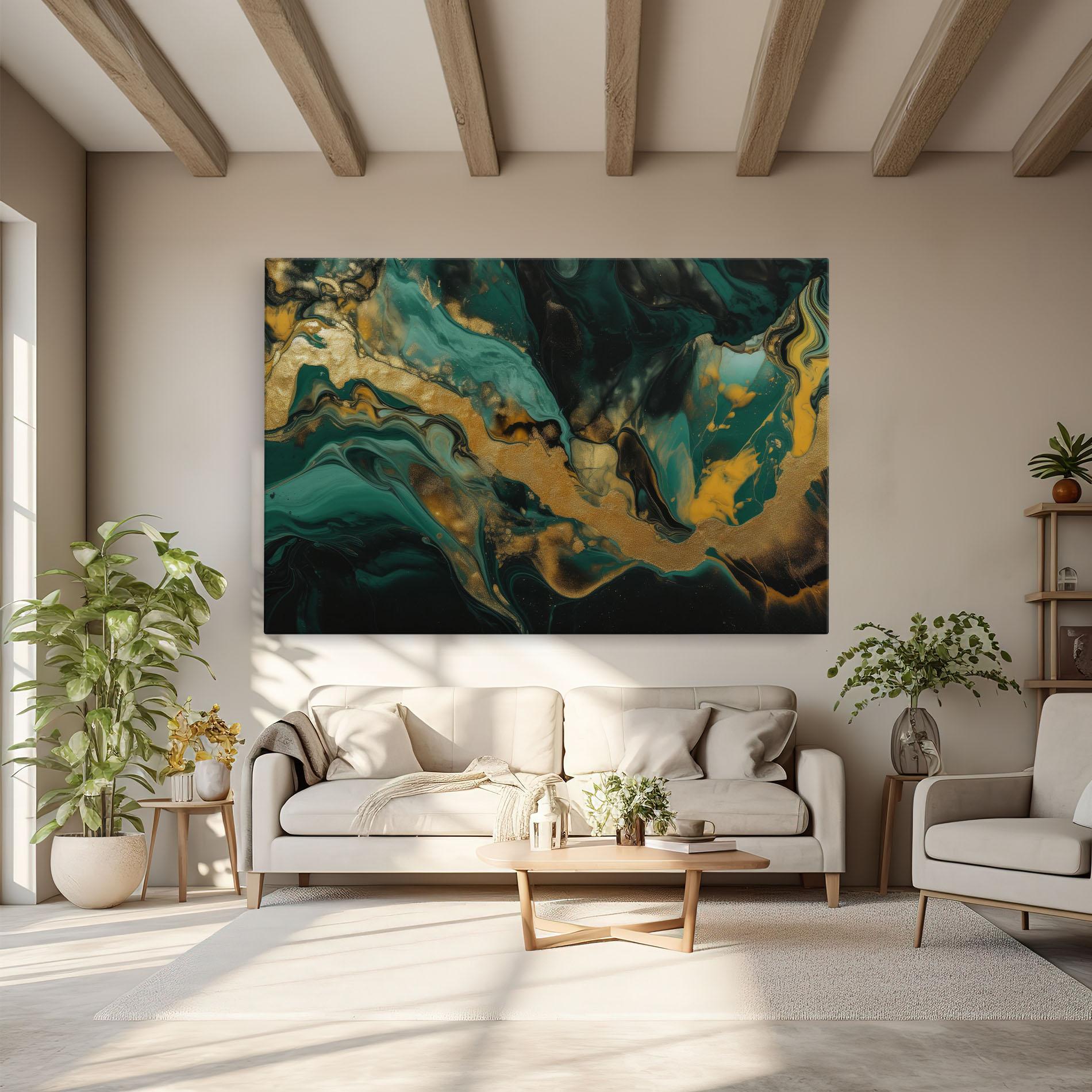 Tablou Canvas Dark Green With Gold mockup 6