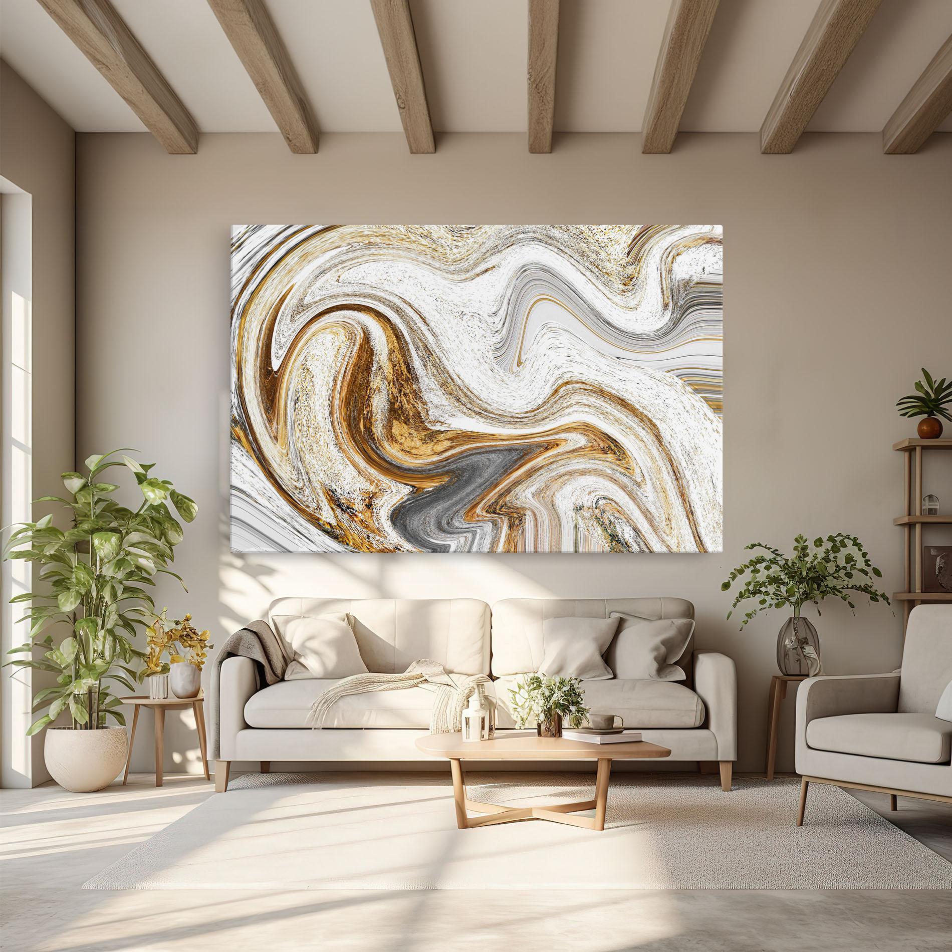 Tablou Canvas Gold White Liquid mockup 6