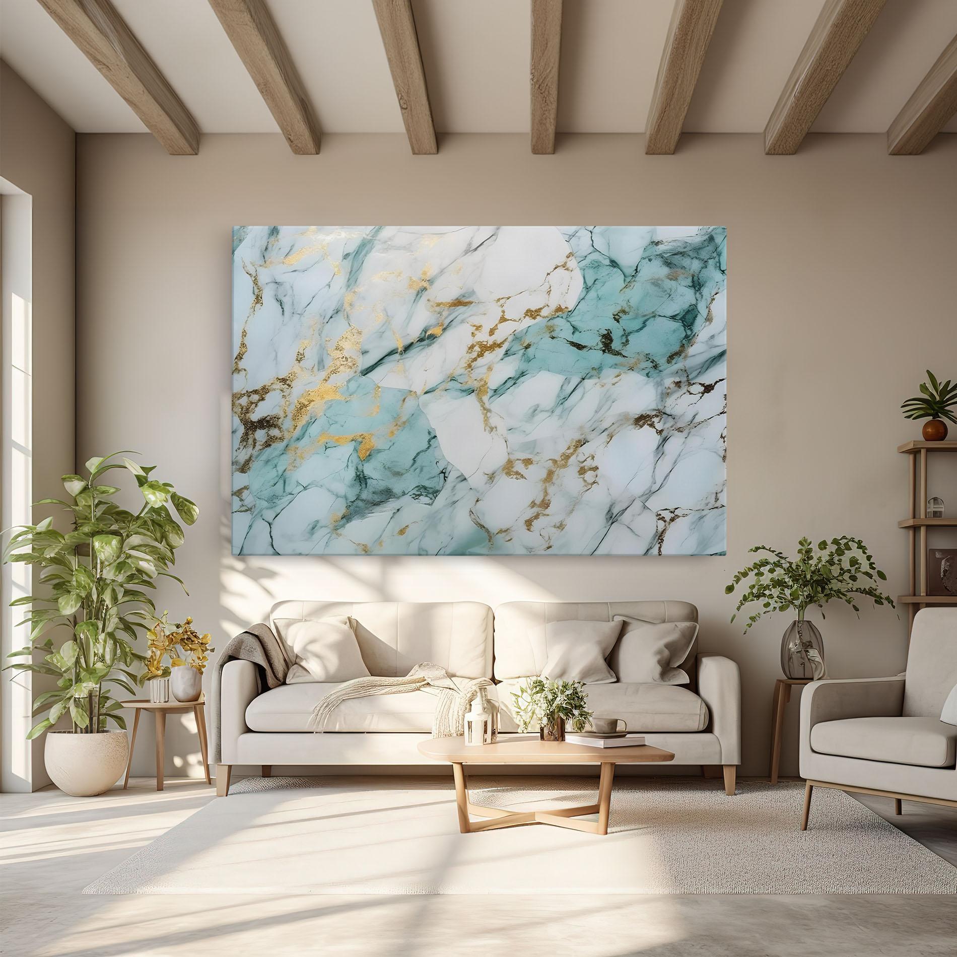 Tablou Canvas Light Green Gold Line mockup 6