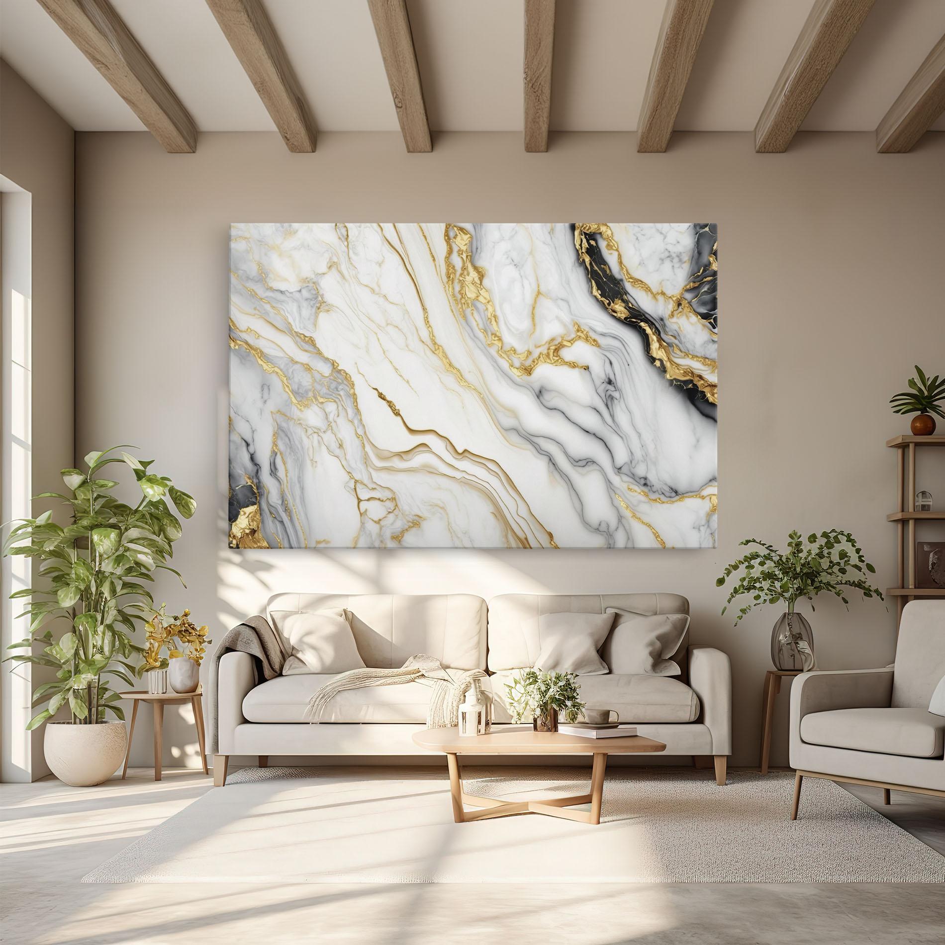 Tablou Canvas White Golden Marble mockup 6