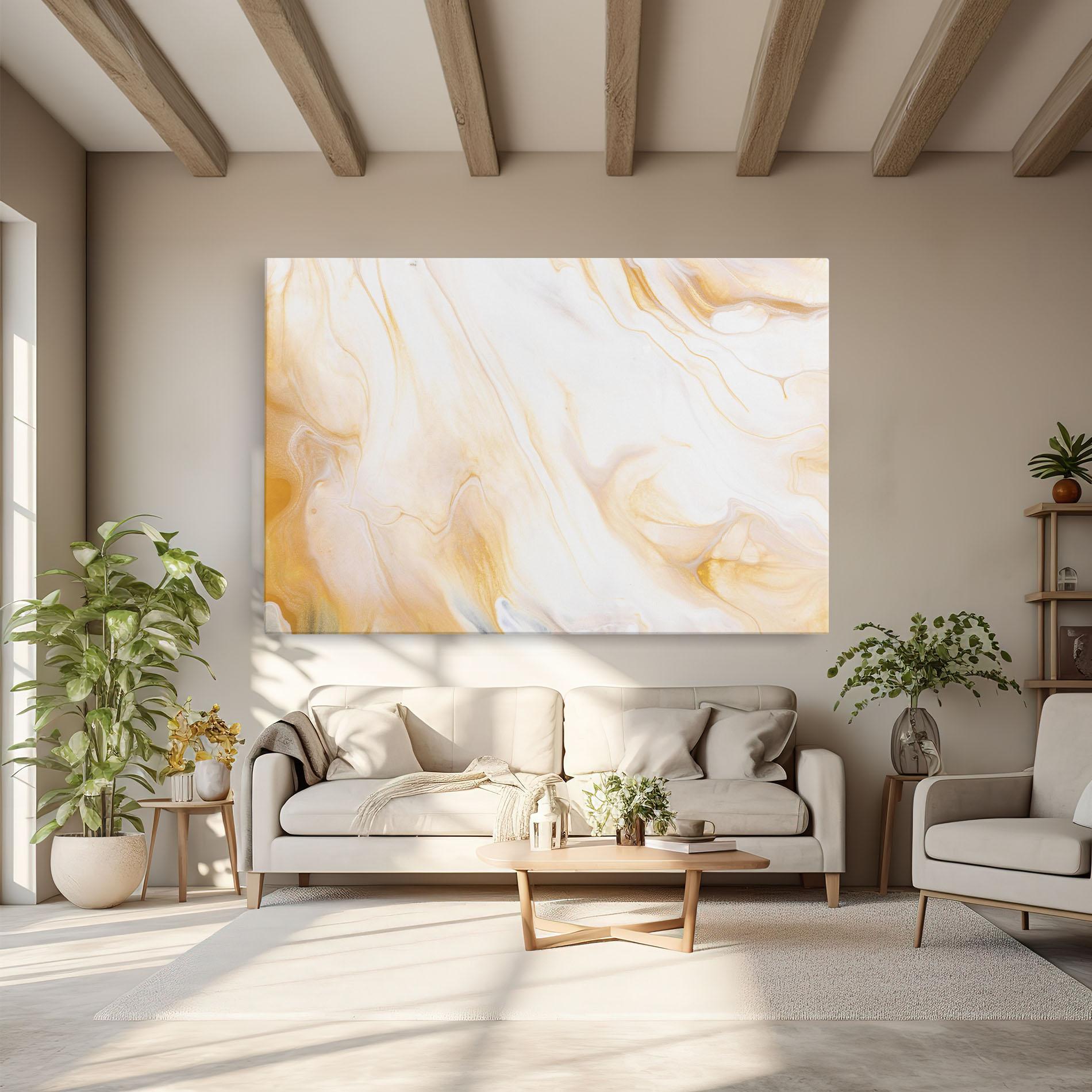 Tablou Canvas White Yellow Marble mockup 6