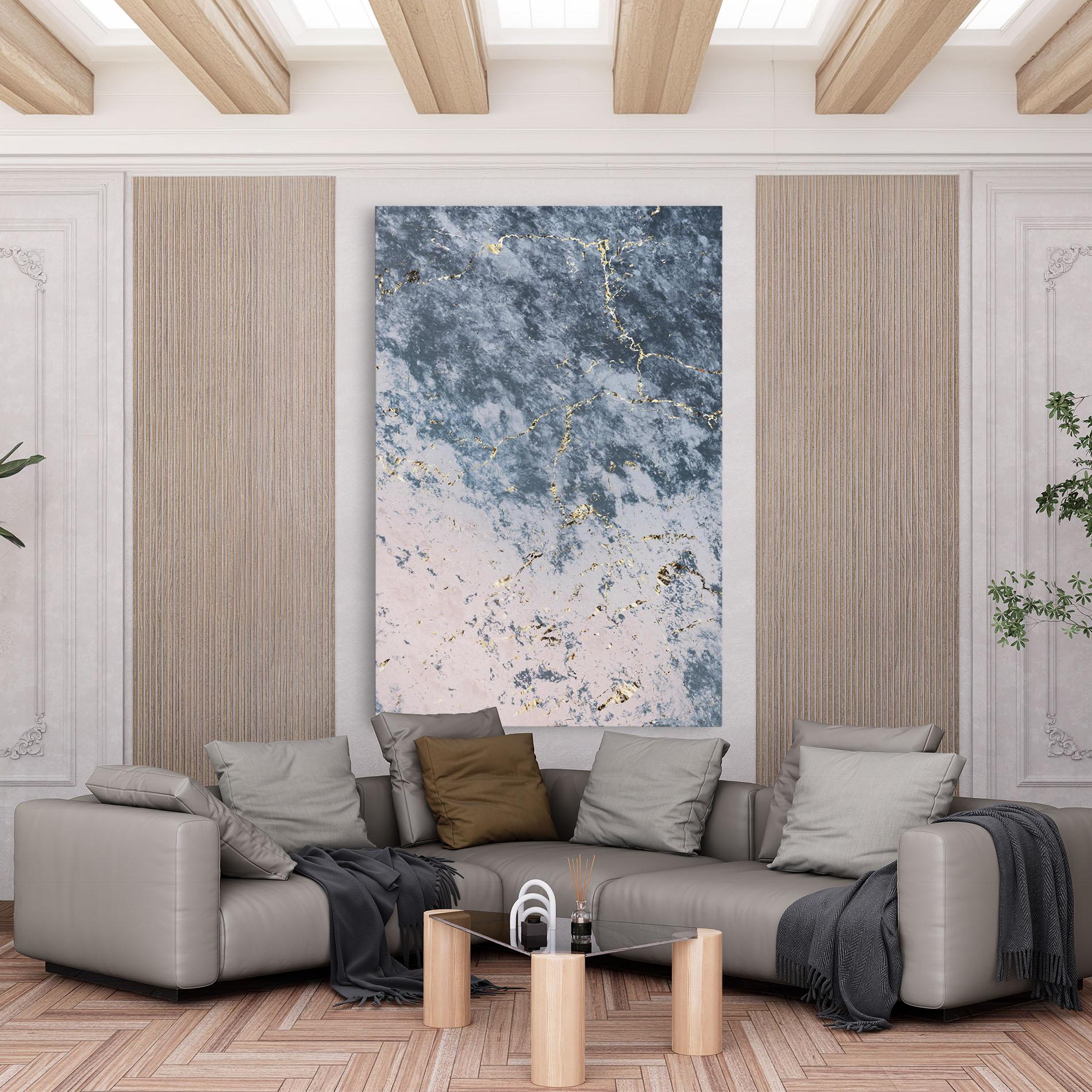 Tablou Canvas Blue Golden Lines mockup 6