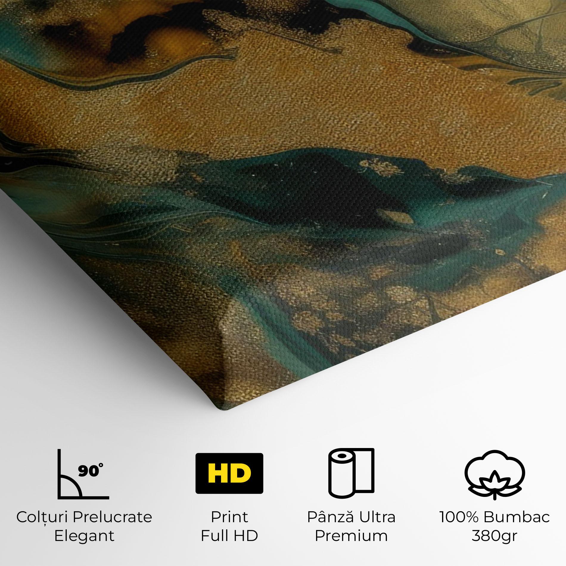 Tablou Canvas Dark Green With Gold mockup 4