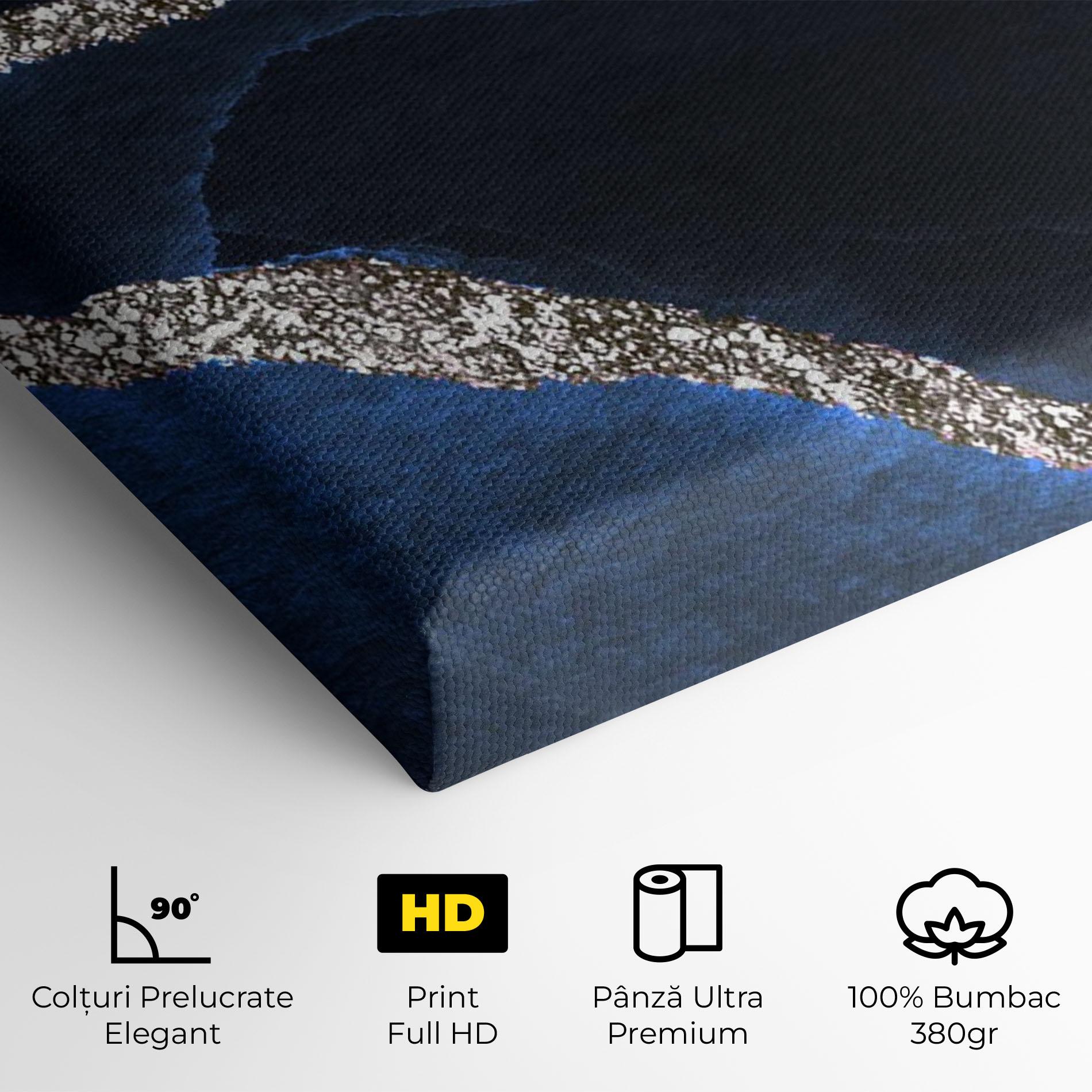 Tablou Canvas Golden Lines With Blue mockup 4