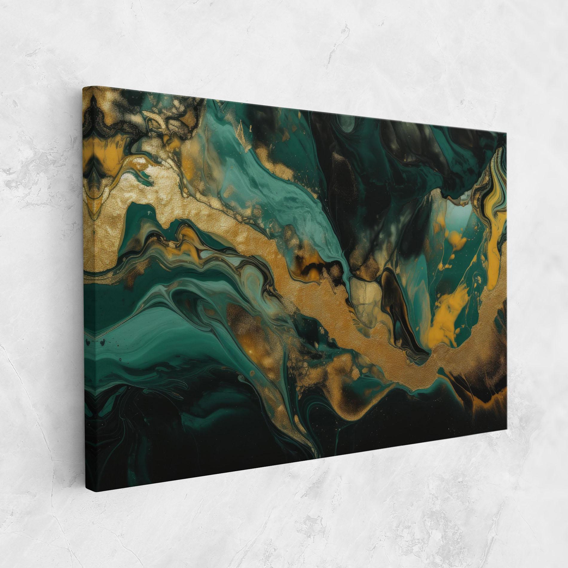 Tablou Canvas Dark Green With Gold mockup 1