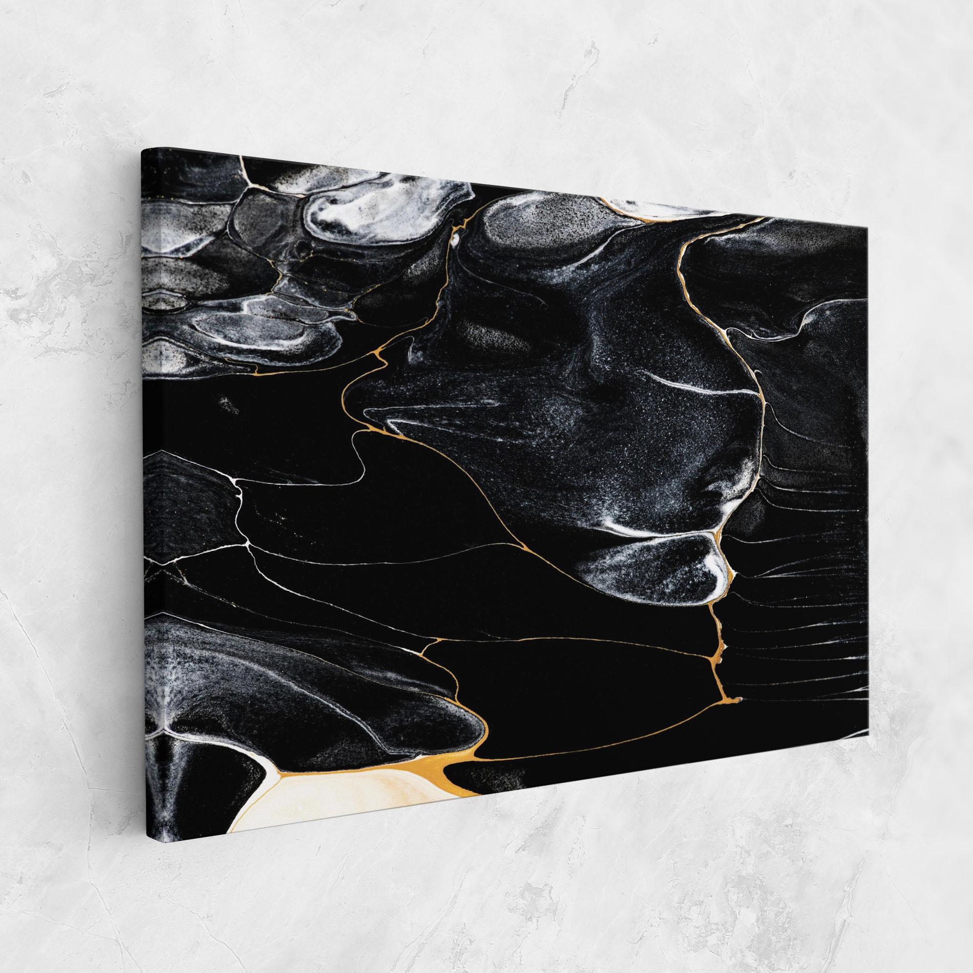 Tablou Canvas Gold Lines On Black mockup 1