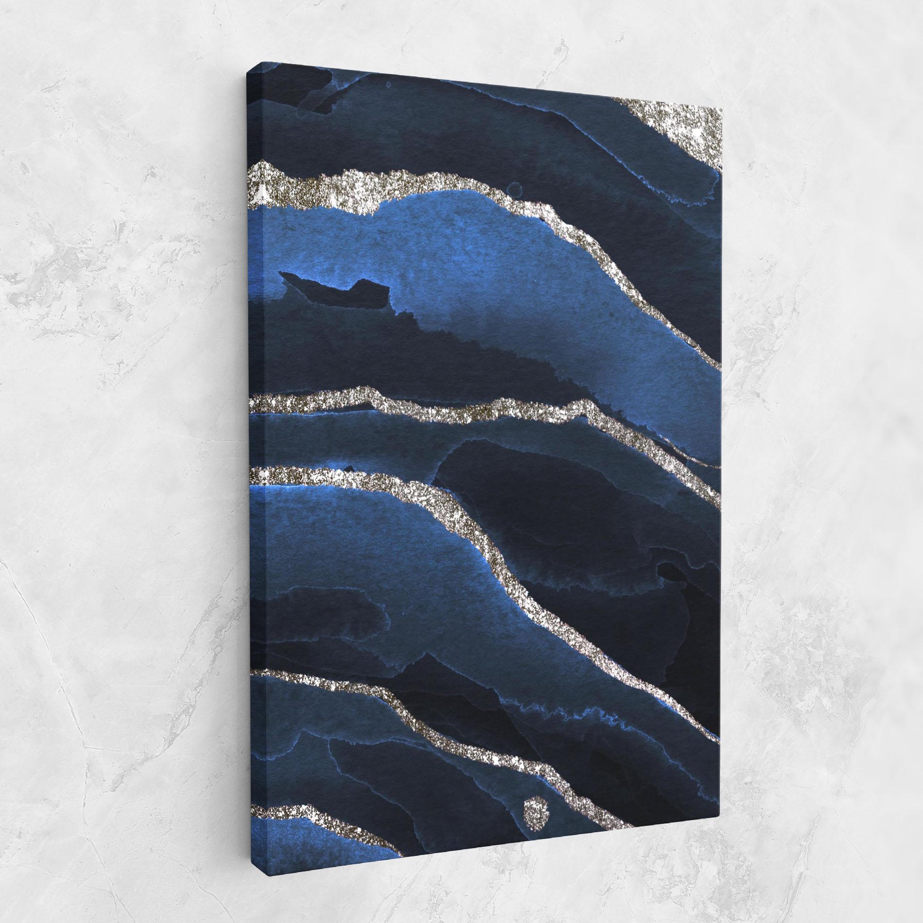 Tablou Canvas Golden Lines With Blue mockup 1