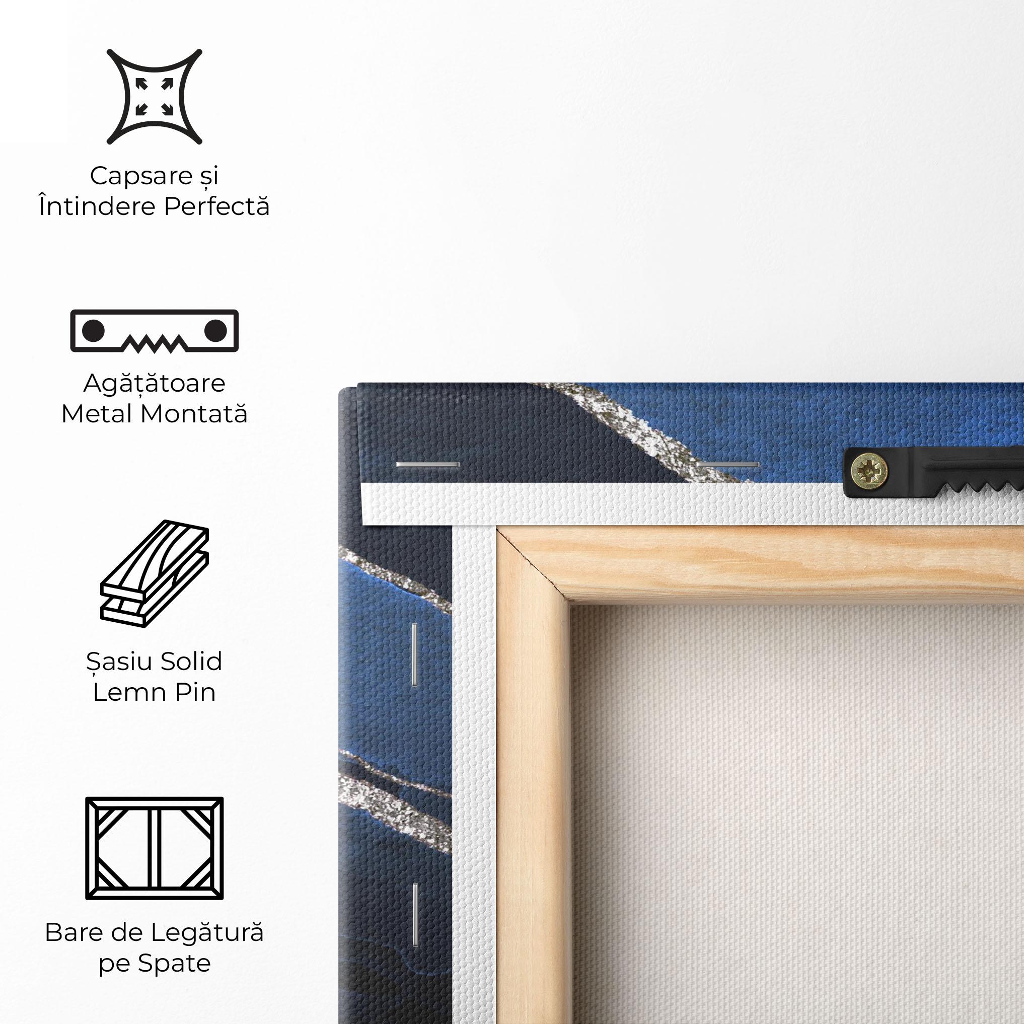 Tablou Canvas Golden Lines With Blue mockup 5