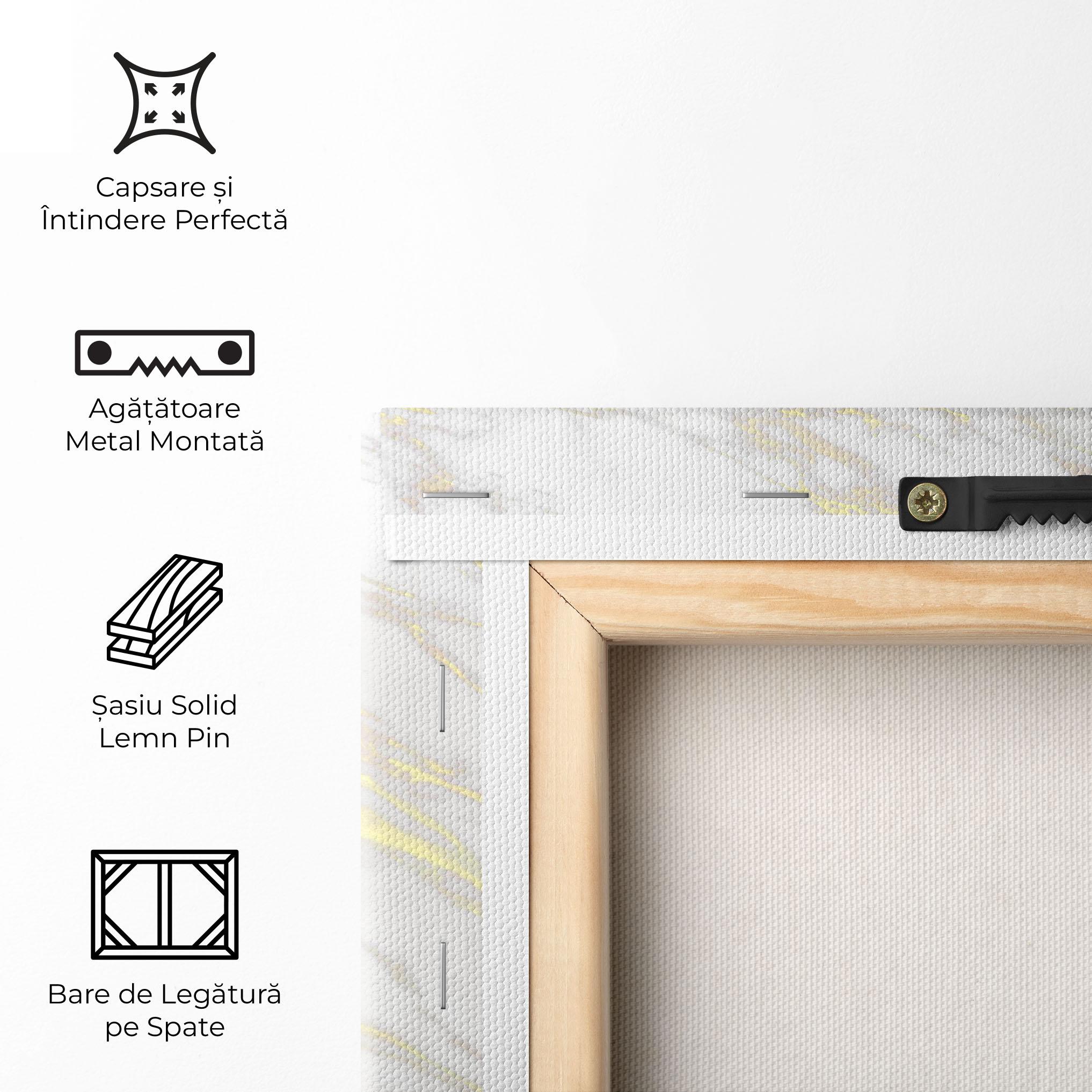 Tablou Canvas White Gold Lines mockup 5