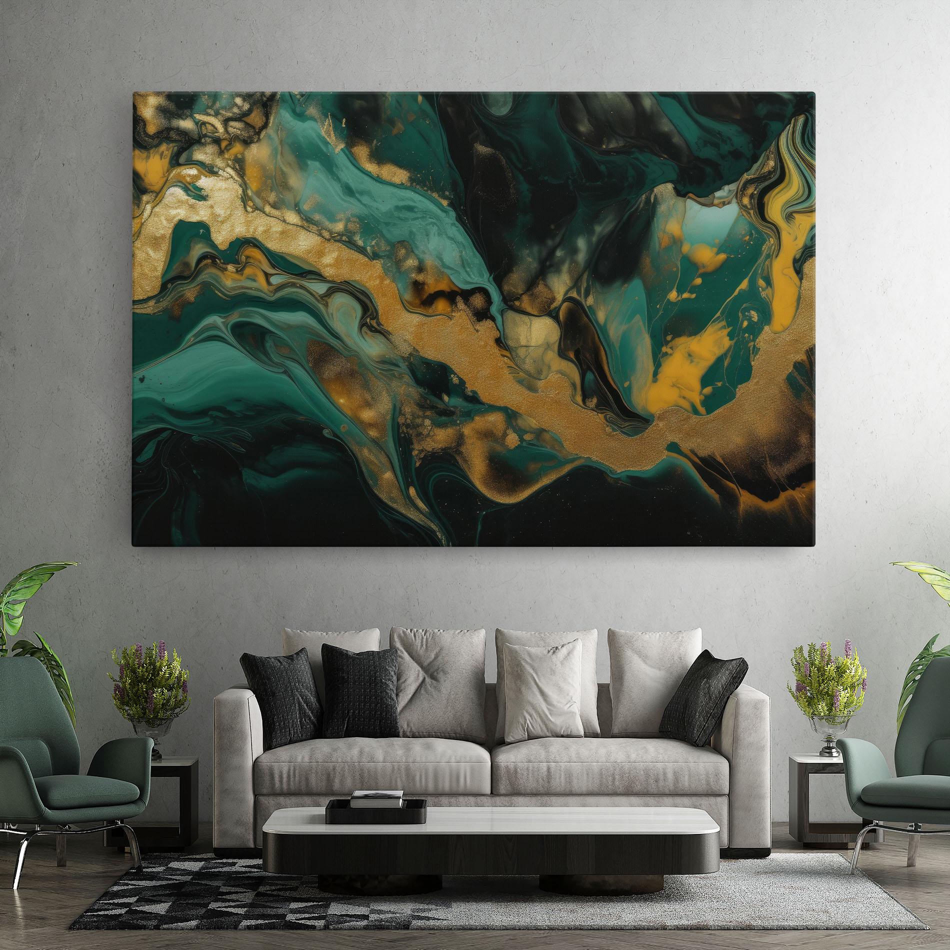 Tablou Canvas Dark Green With Gold mockup 7