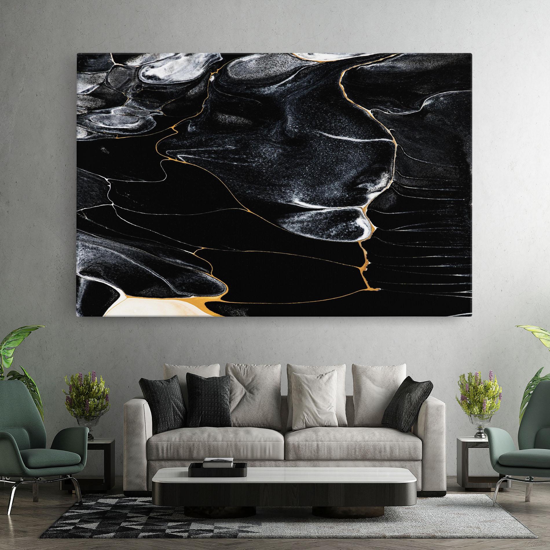 Tablou Canvas Gold Lines On Black mockup 7