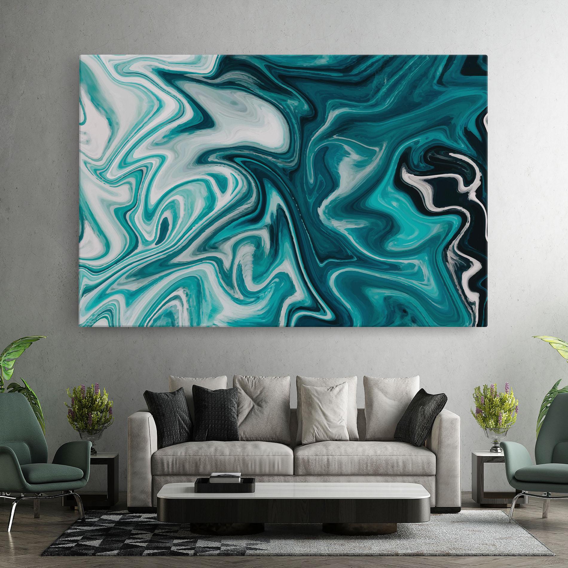 Tablou Canvas White Blue Liquid Marble mockup 7