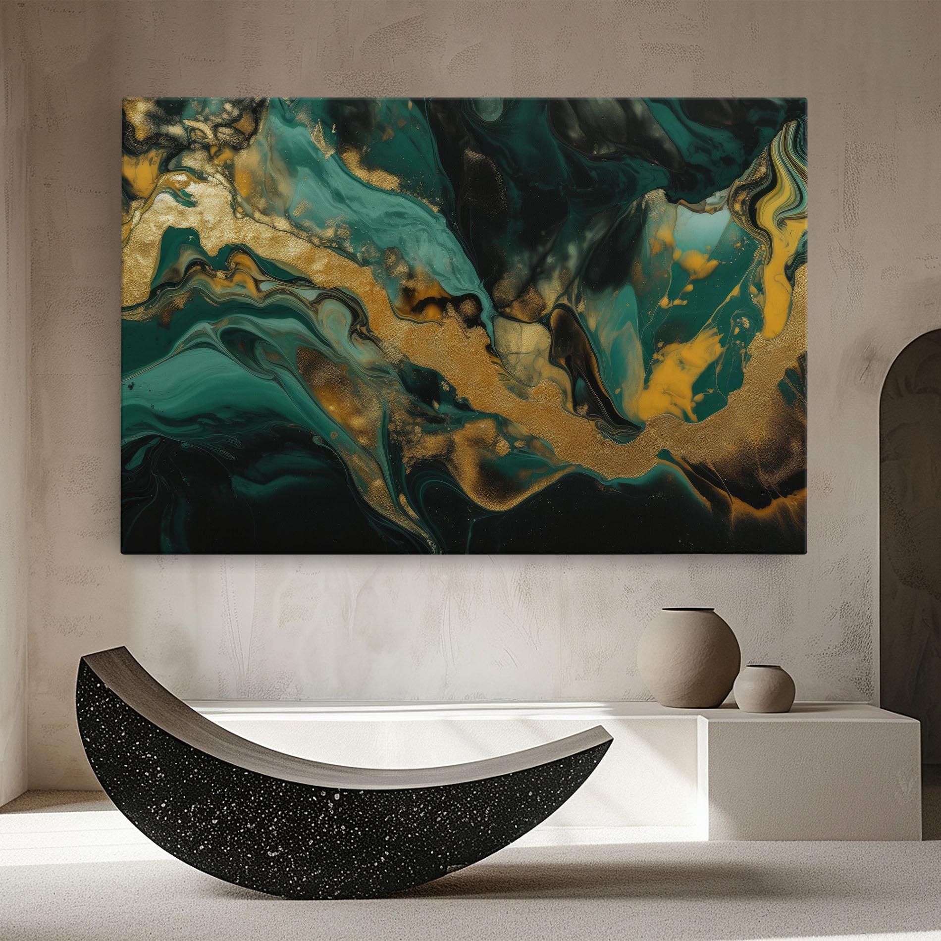 Tablou Canvas Dark Green With Gold mockup 8