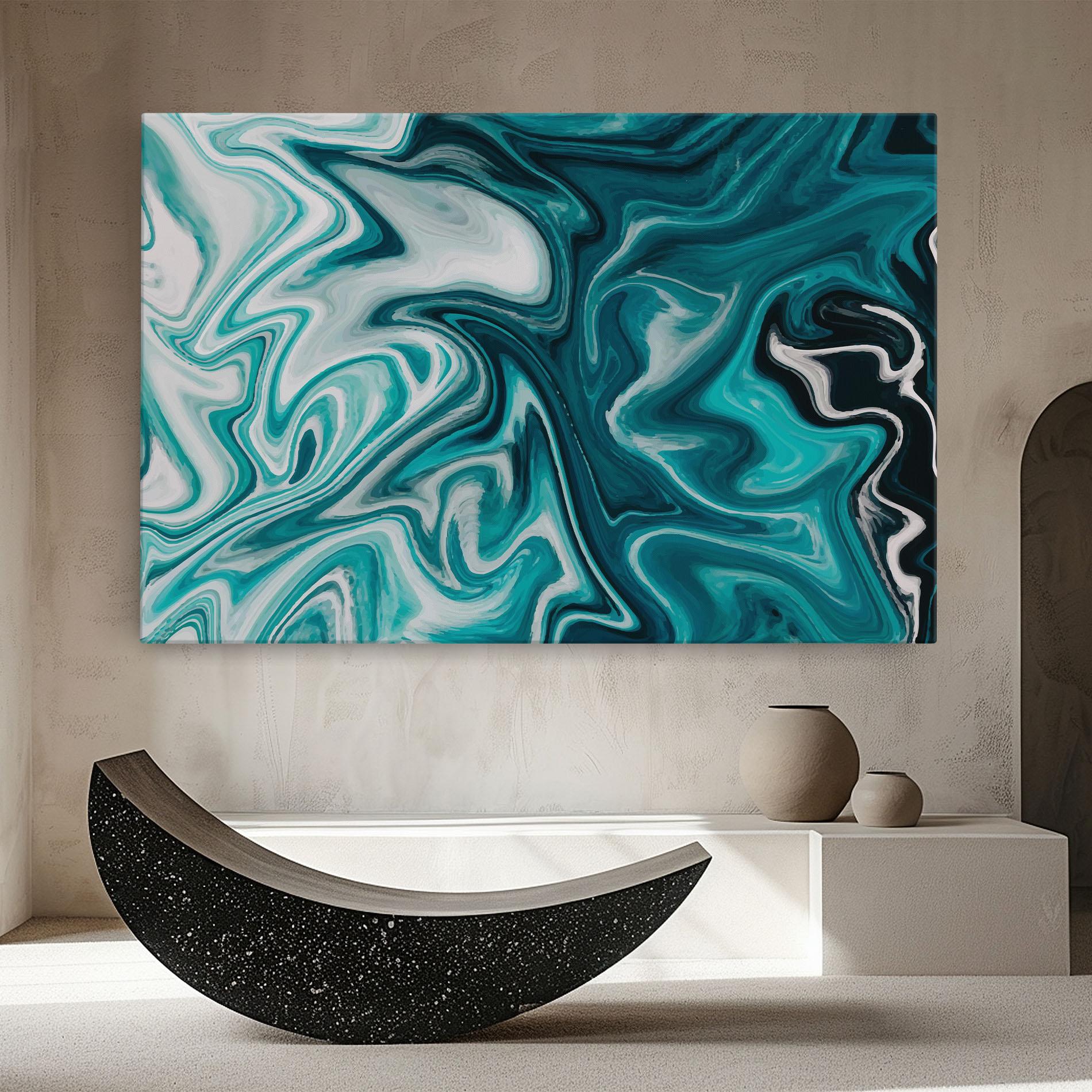 Tablou Canvas White Blue Liquid Marble mockup 8