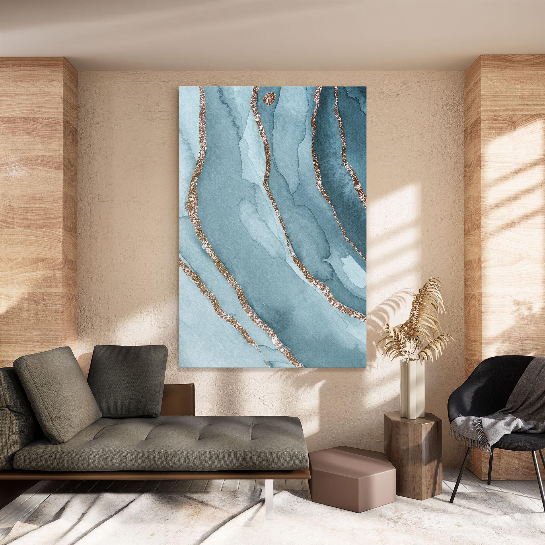 Tablou Canvas Blue Golden Glitter mockup 8