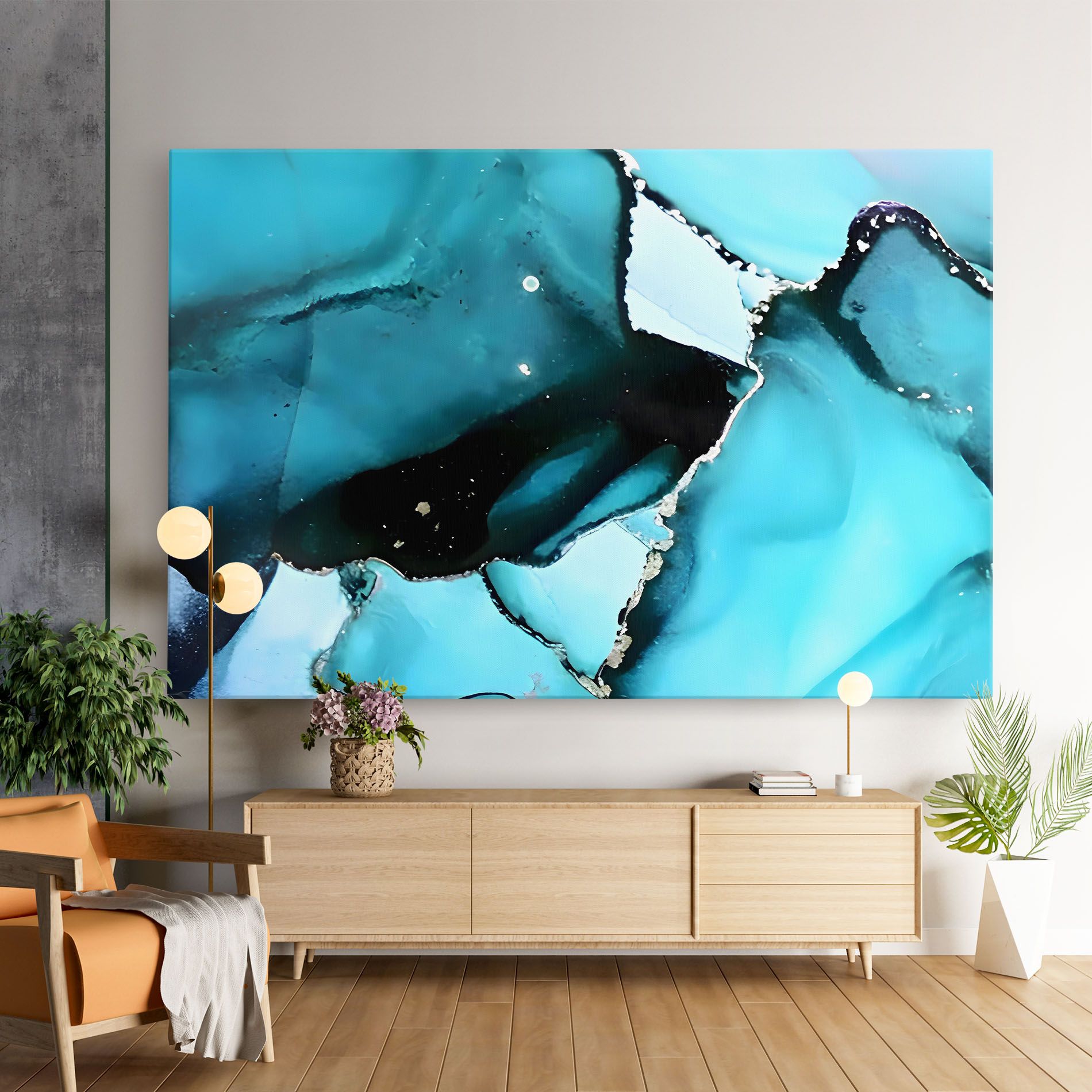 Blue Paint Marble mockup 9