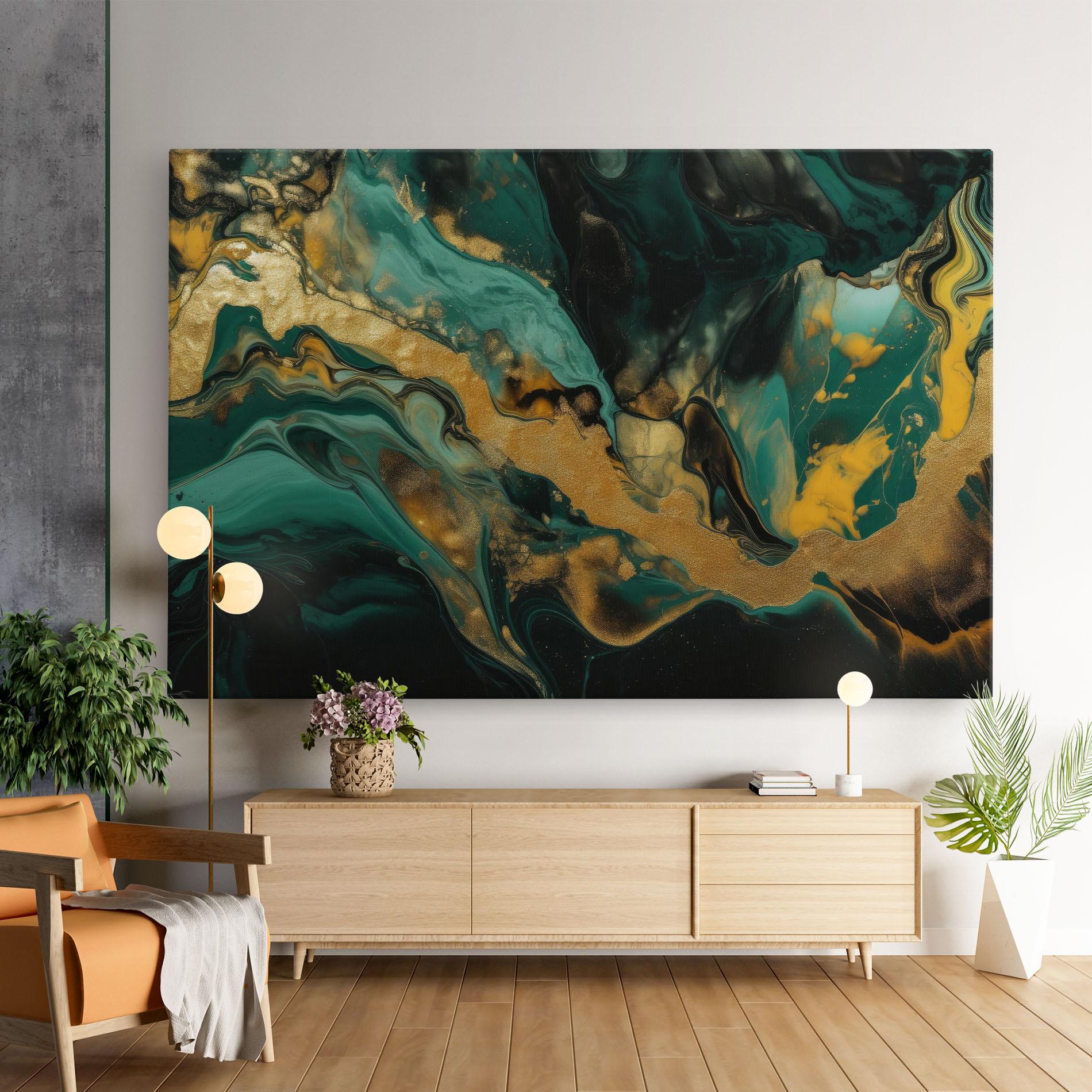 Tablou Canvas Dark Green With Gold mockup 9