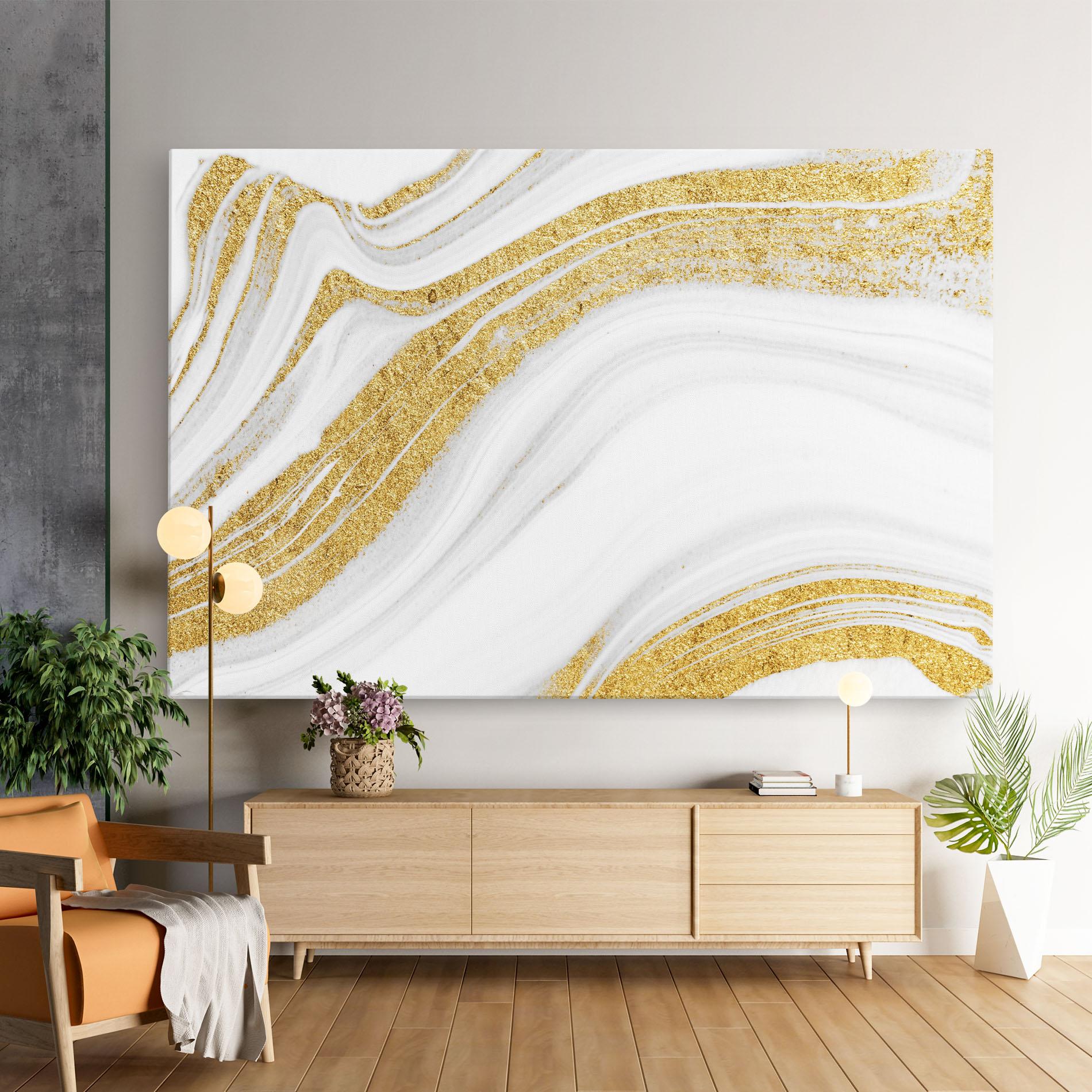 Tablou Canvas Gold Glitter Liquid mockup 9